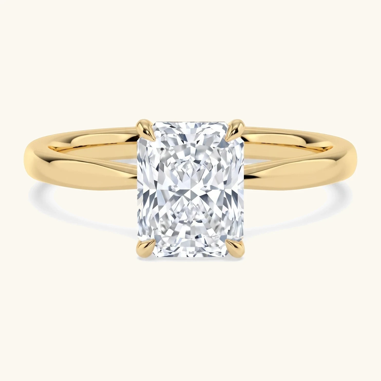 Sorrel, Four Prong Radiant Solitaire in Yellow Gold, radiant