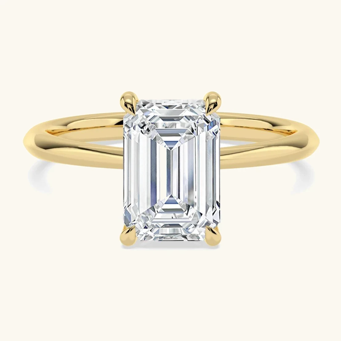 Cairn, Four Prong Emerald Solitaire in Yellow Gold, emerald