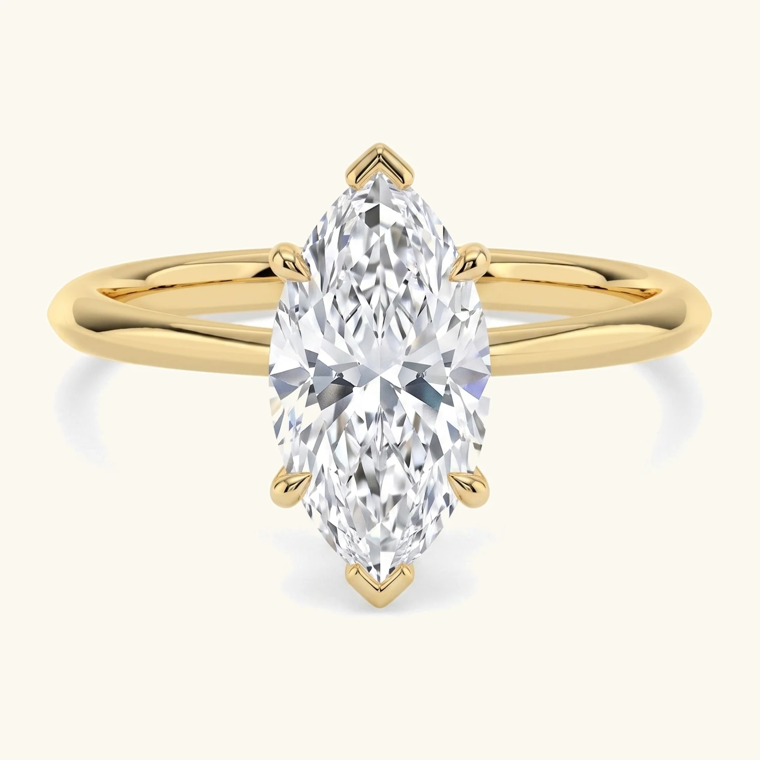 Spindle, Six Prong Marquise Solitaire in Yellow Gold, marquise
