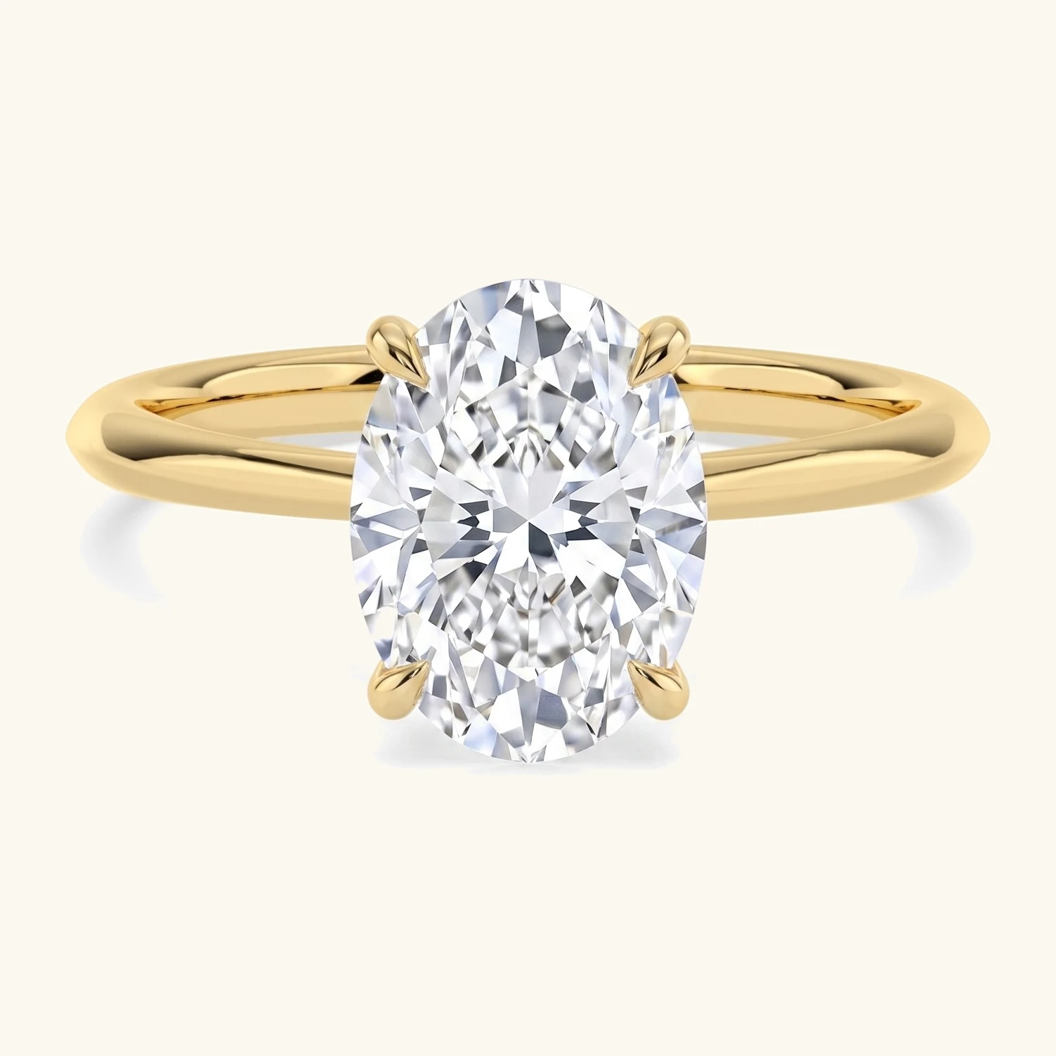 Sprig, Four Prong Oval Solitaire in Yellow Gold, oval