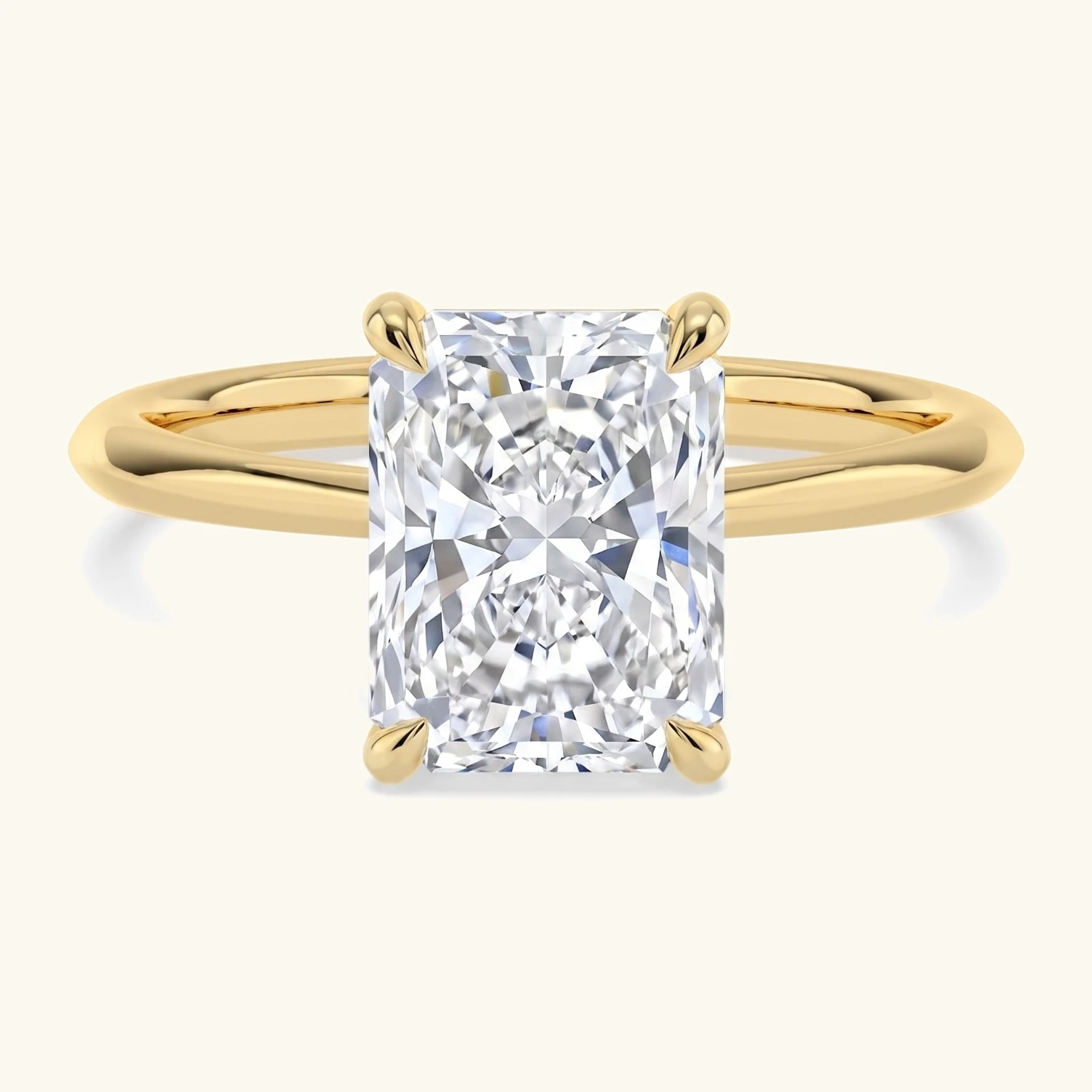 Strand, Four Prong Radiant Solitaire in Yellow Gold, radiant