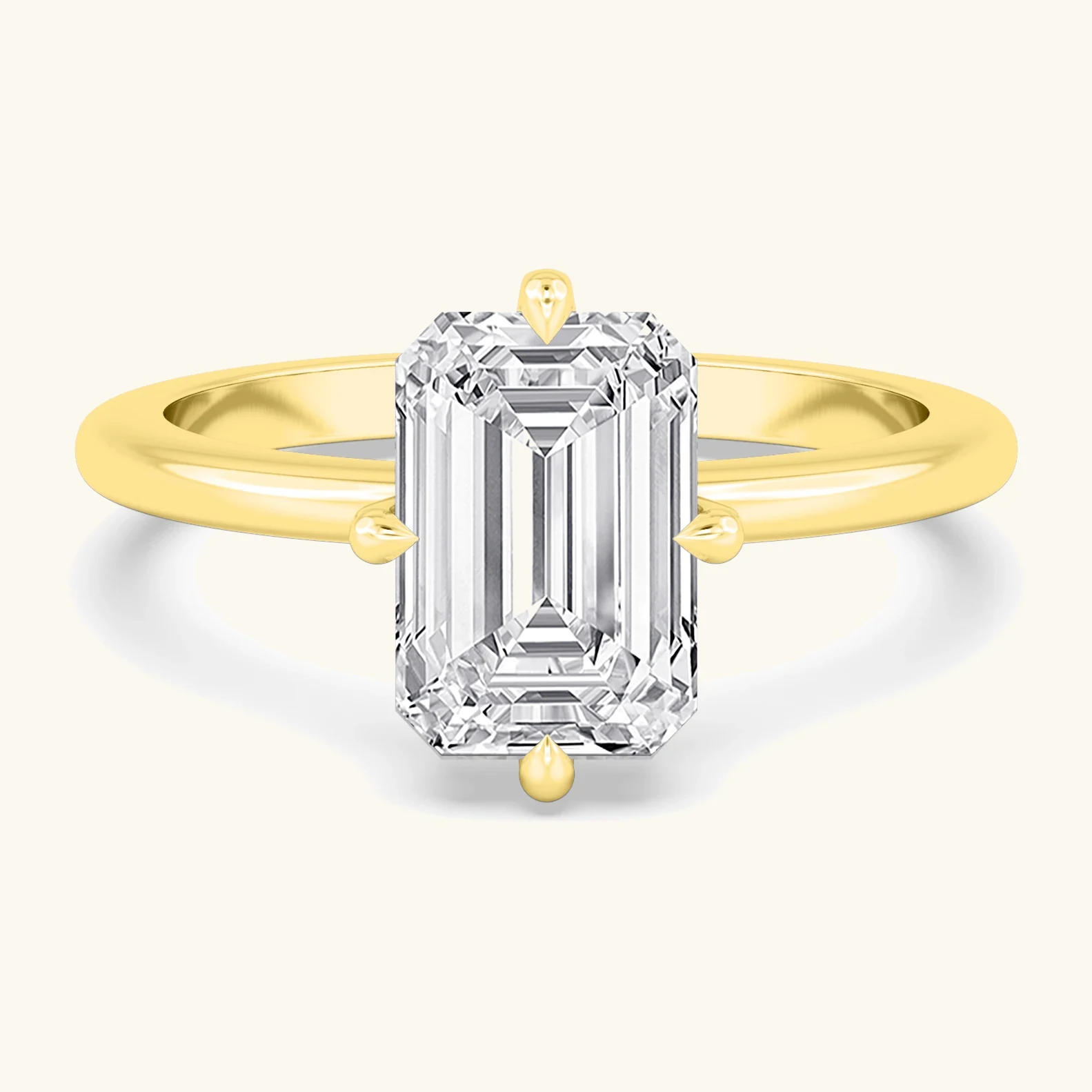 Frost, Four Prong Emerald Solitaire, Hidden Halo in Yellow Gold, emerald