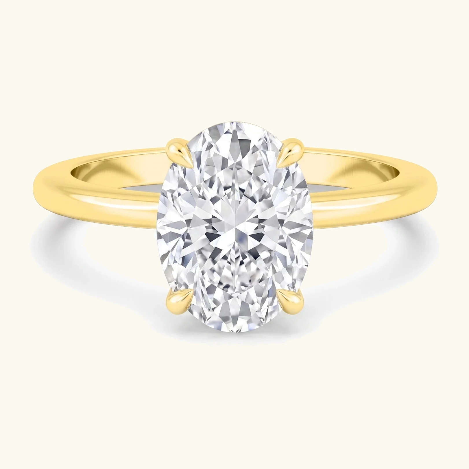 Wisp, Four Prong Oval Solitaire, Hidden Halo in Yellow Gold, oval