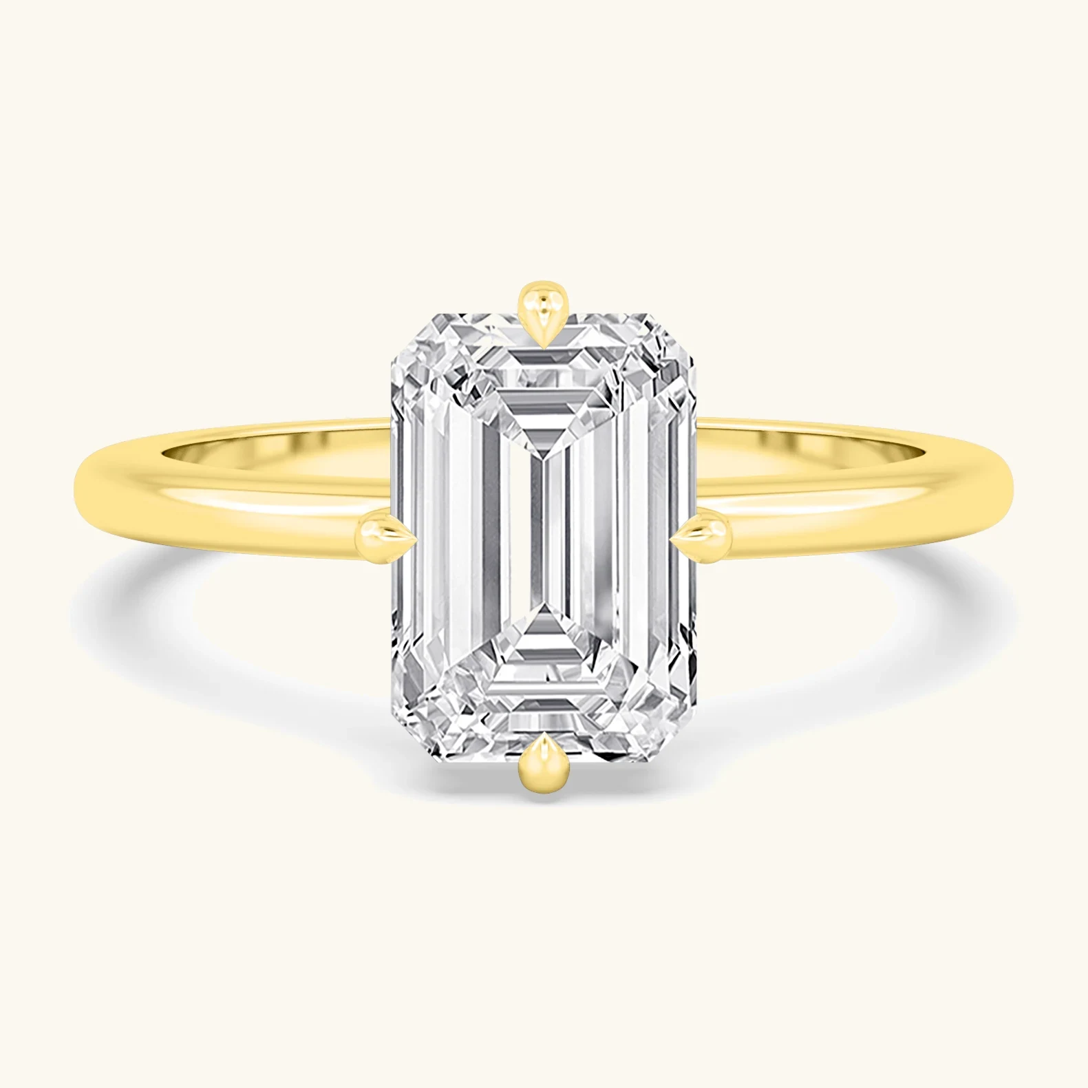 Grove, Four Prong Emerald Solitaire in Yellow Gold, emerald