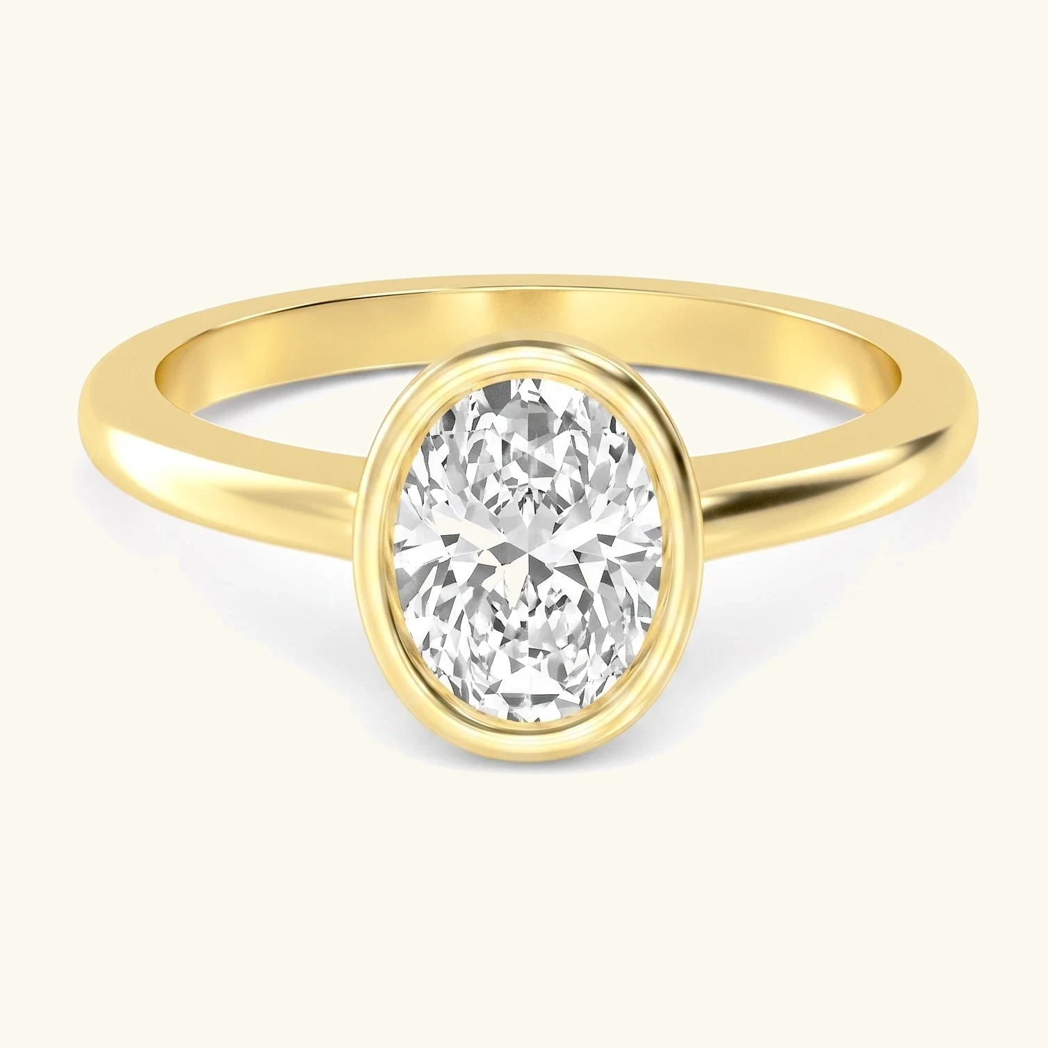 Ink Oval, Bezel Oval Solitaire in Yellow Gold, oval