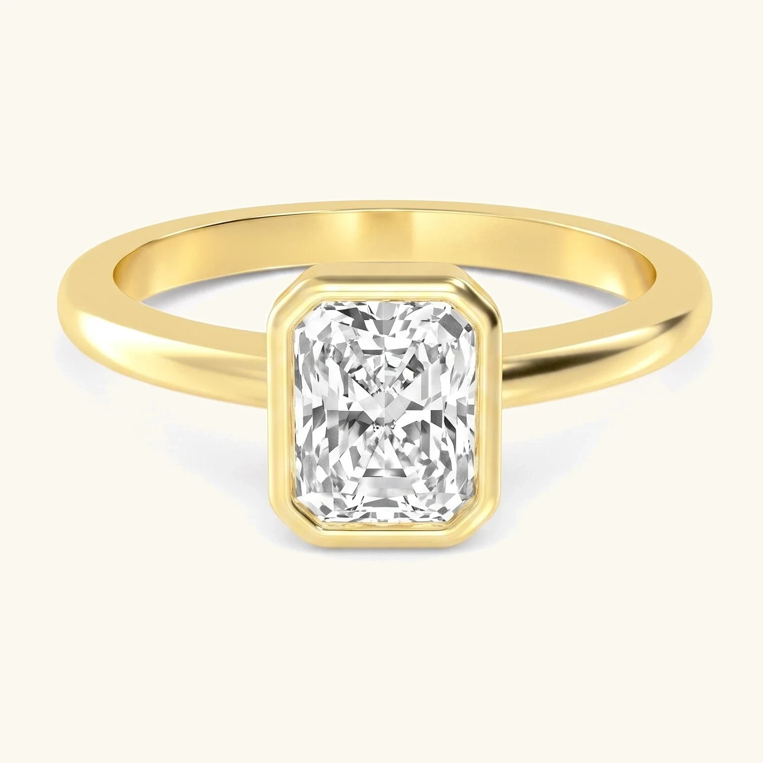 Heron, Bezel Radiant Solitaire in Yellow Gold, radiant