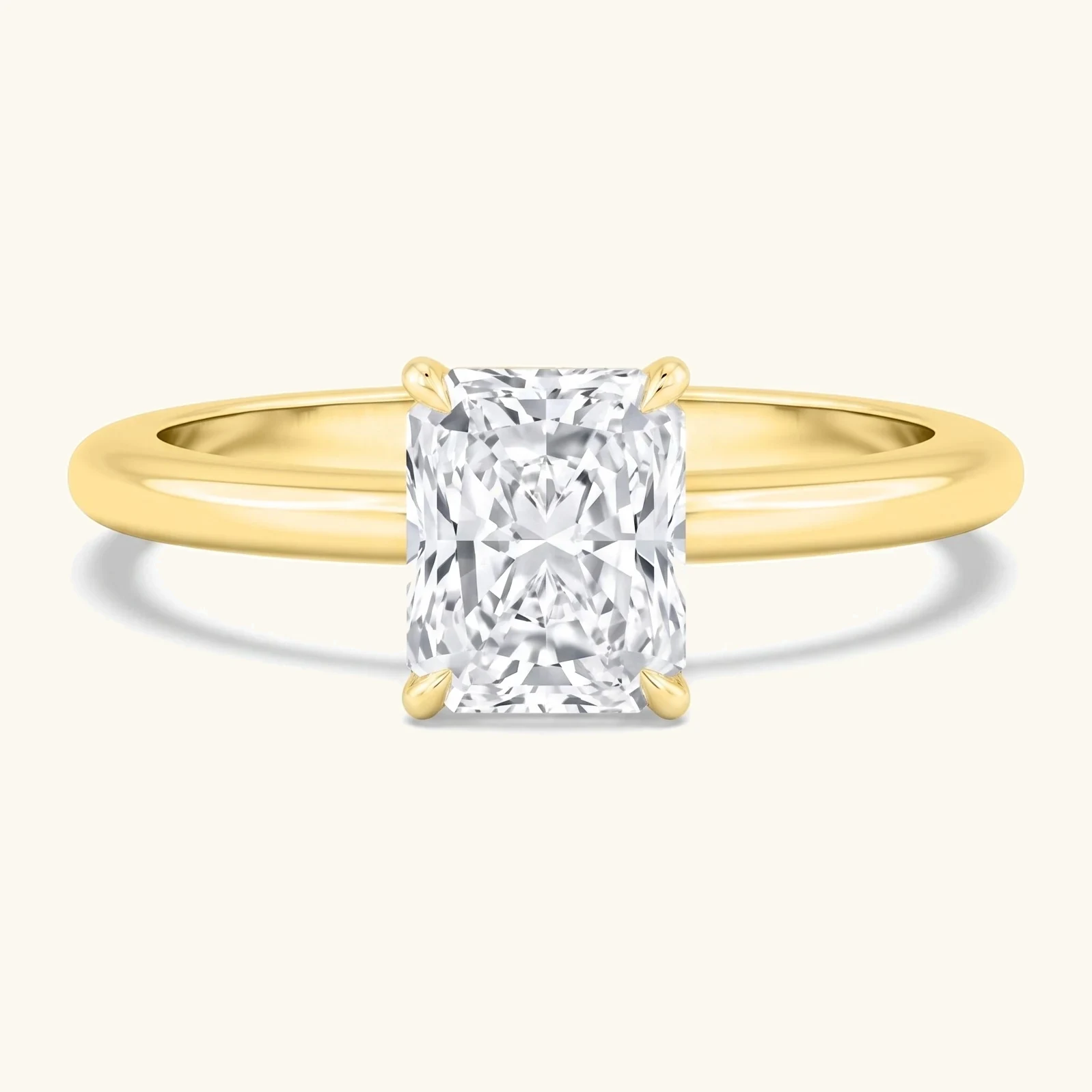 Oriel, Four Prong Radiant Solitaire in Yellow Gold, radiant