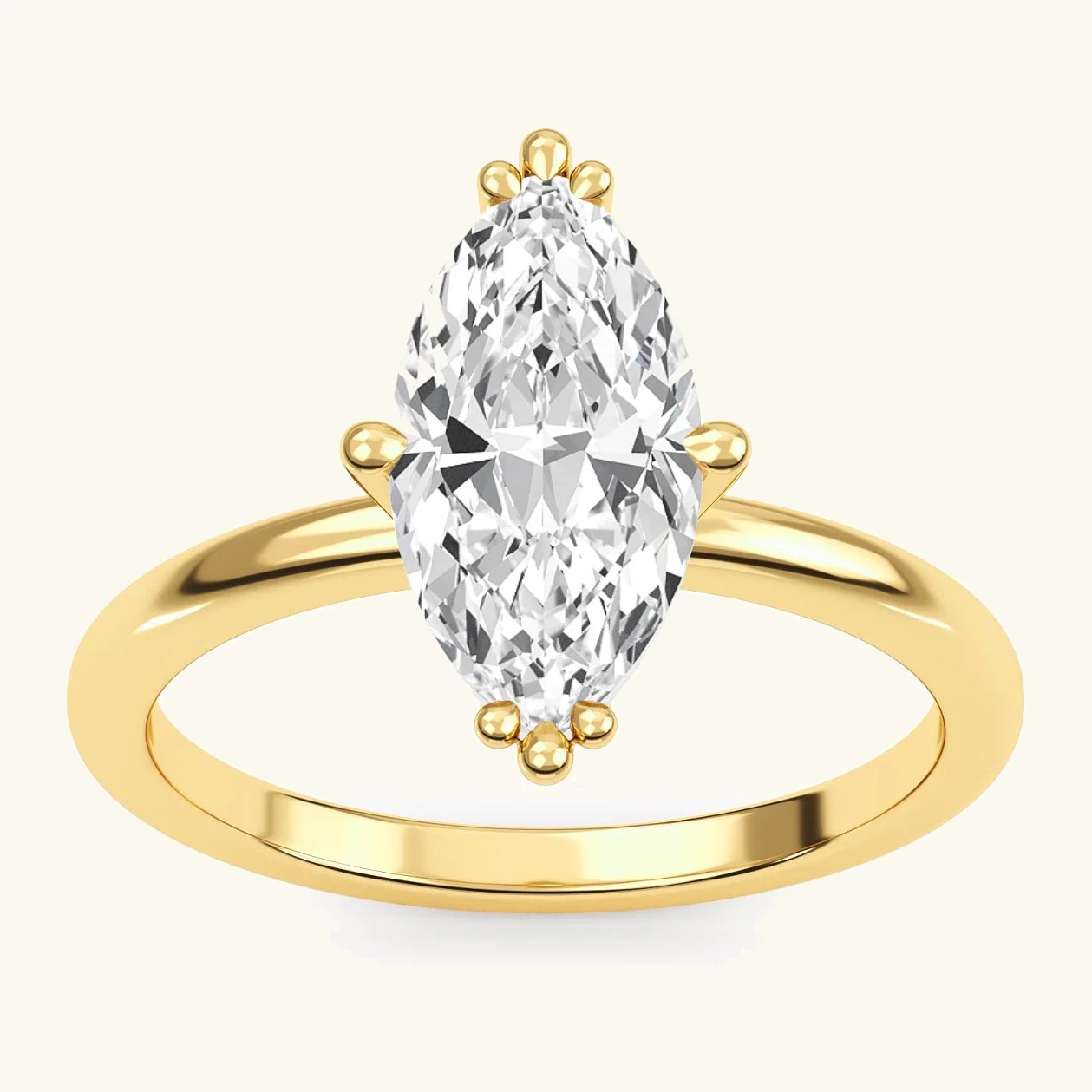 Ridge, Four Prong Marquise Solitaire in Yellow Gold, marquise
