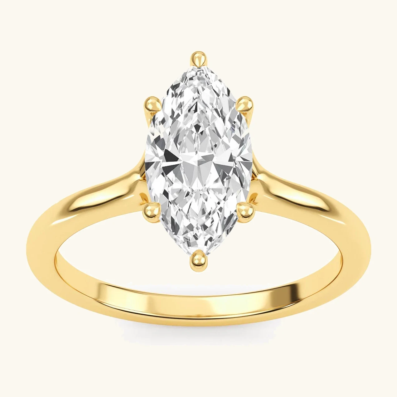 Shore, Four Prong Marquise Solitaire in Yellow Gold, marquise