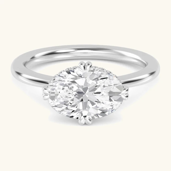 Wake, Four Prong Oval East-West Solitaire in White Gold, oval