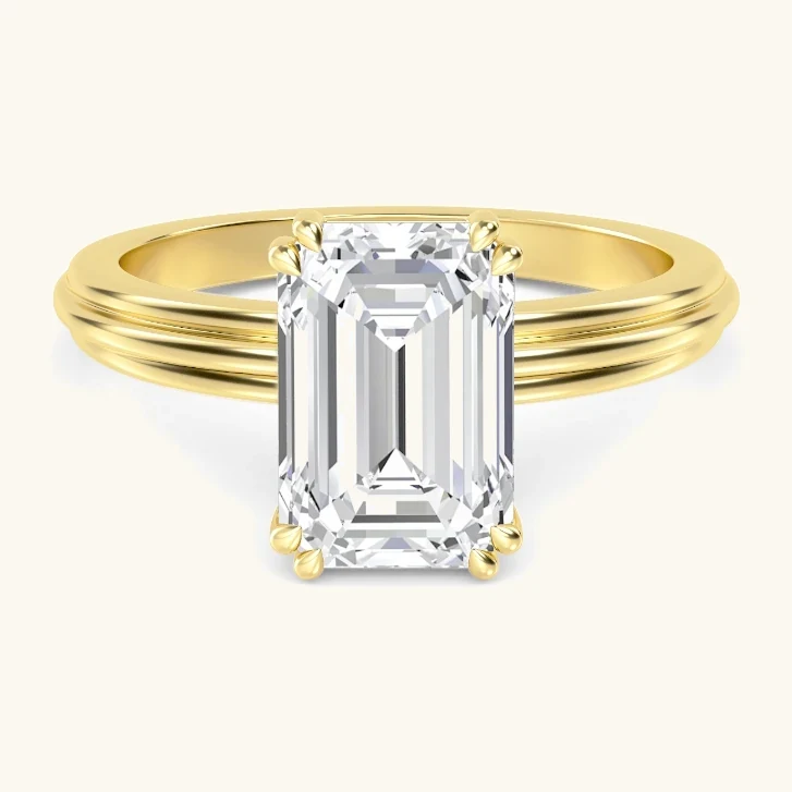 Dawn, Four Prong Emerald Solitaire in Yellow Gold, emerald