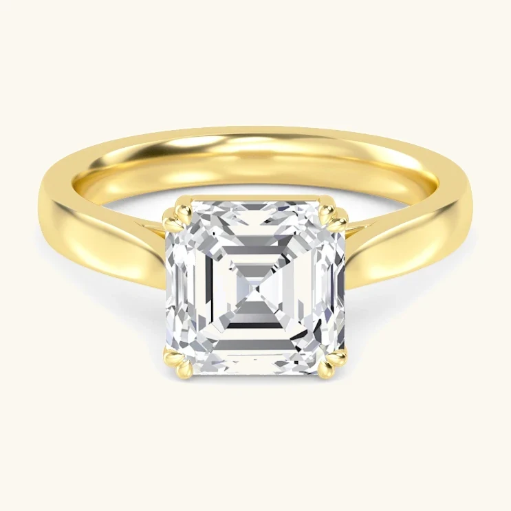 Eddy, Four Prong Asscher Solitaire in Yellow Gold, asscher