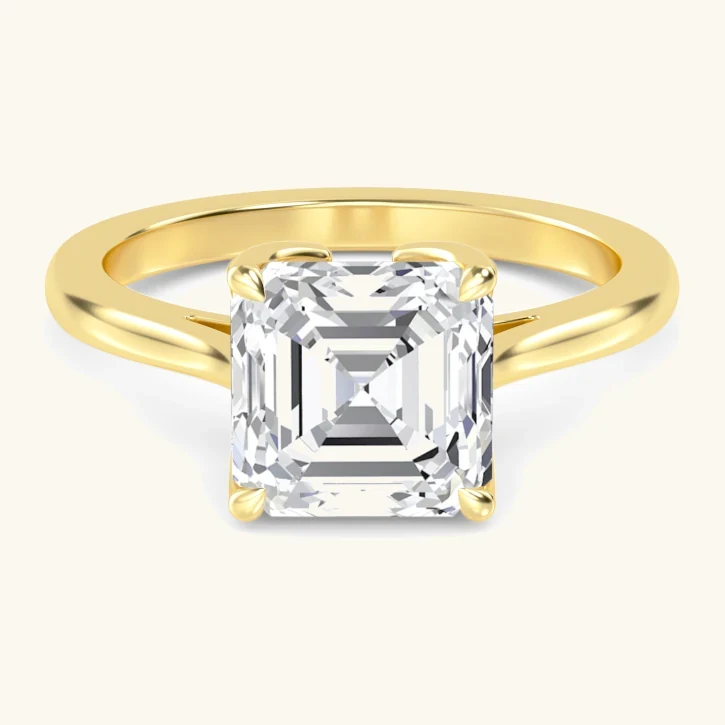 Rook, Four Prong Asscher Solitaire in Yellow Gold, asscher