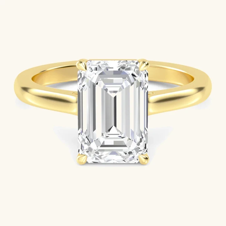 Spruce, Four Prong Emerald Solitaire in Yellow Gold, emerald