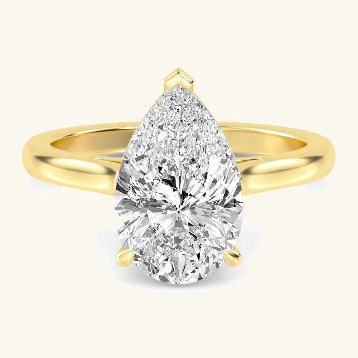 Trellis, Three Prong Pear Solitaire in Yellow Gold, pear