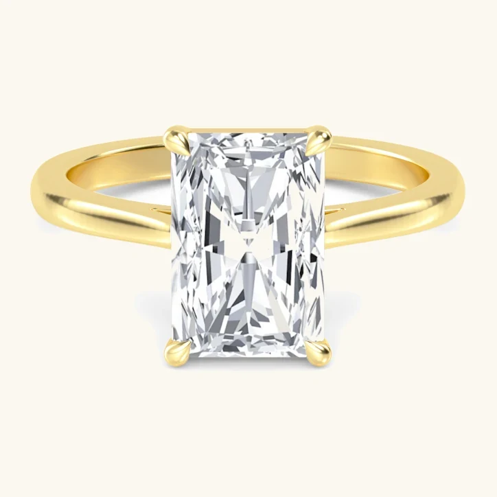 Tulle, Four Prong Radiant Solitaire in Yellow Gold, radiant