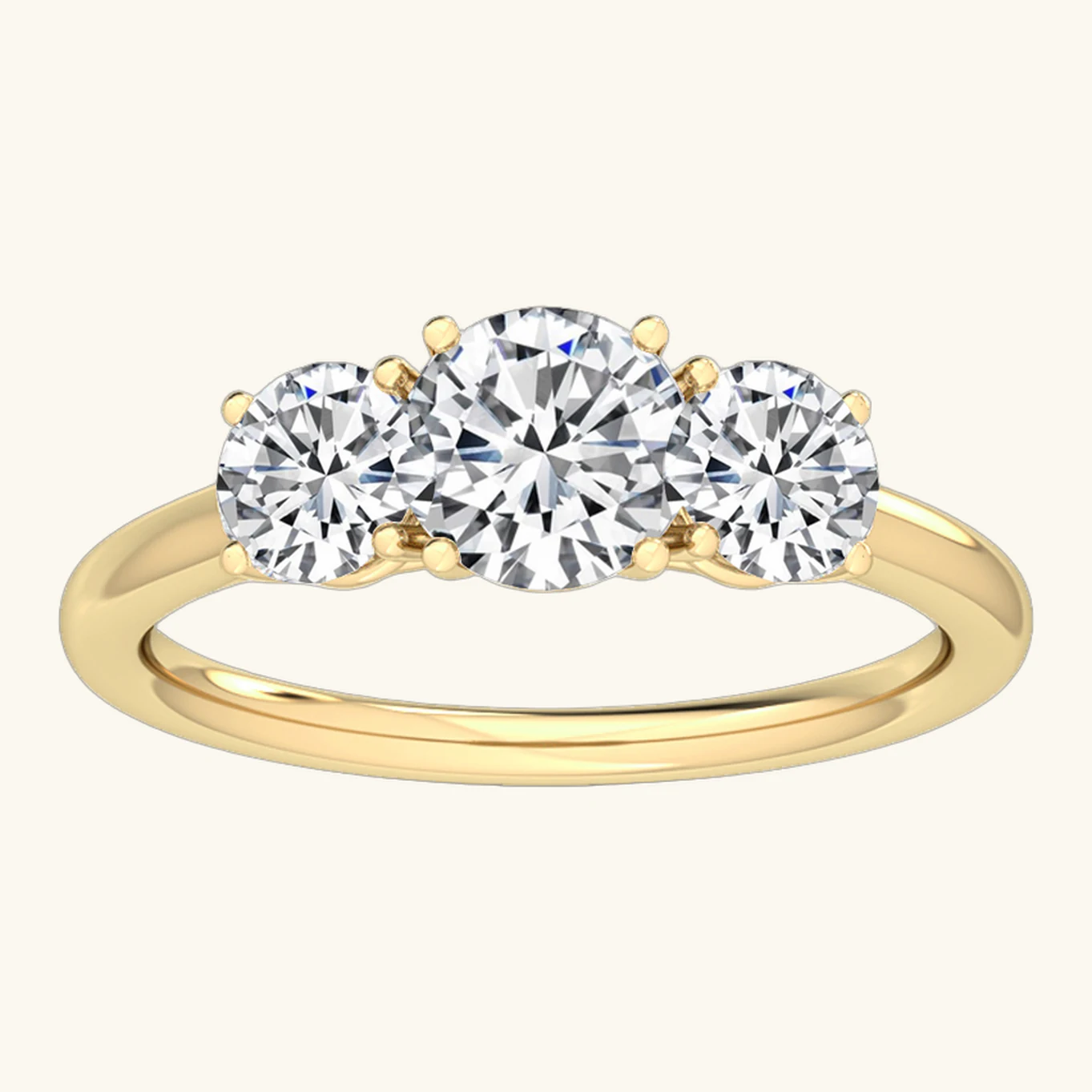 Philippa, Three-Stone Ring, Three Rounds in Yellow Gold, round