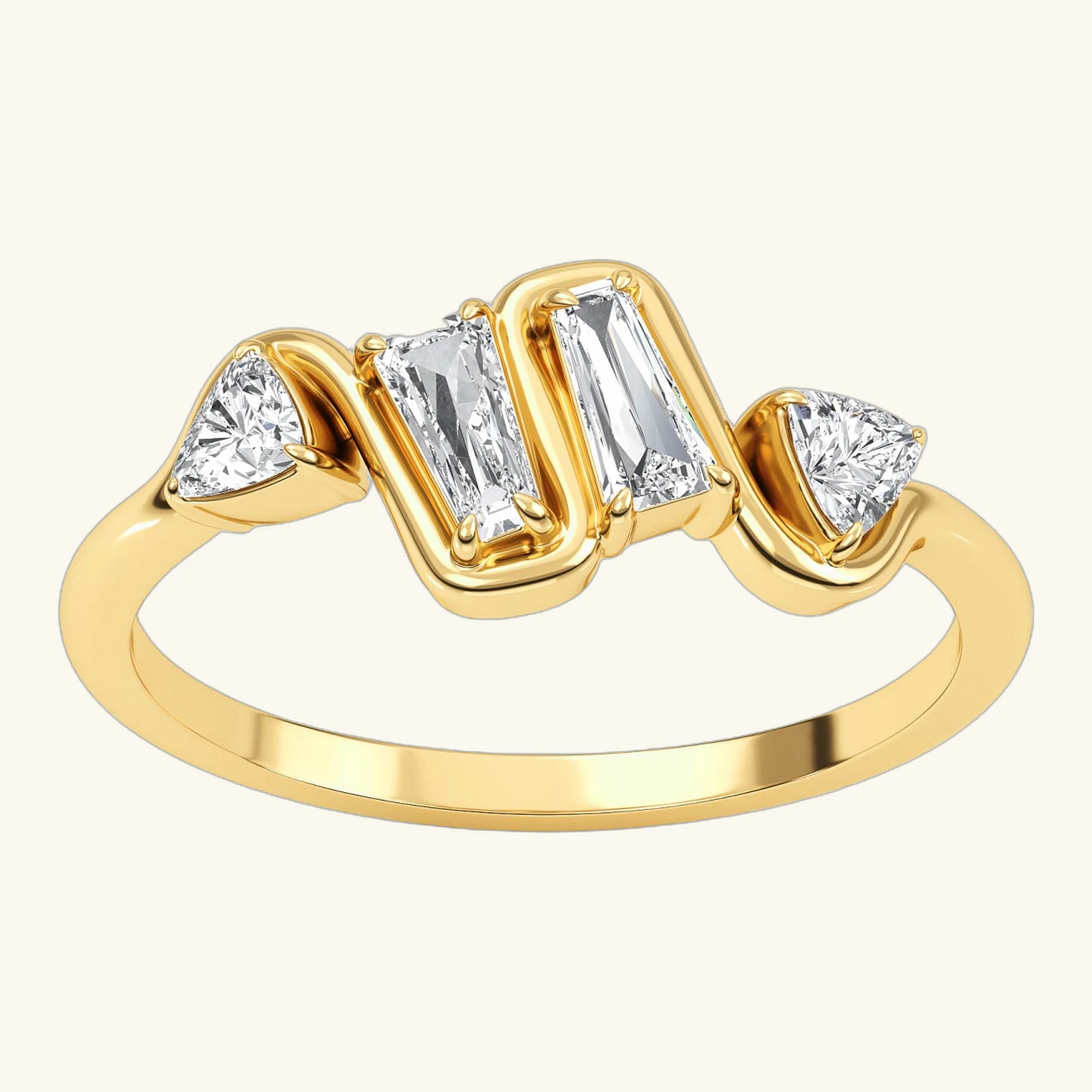 Bettina, Baguette Wave Band with Trillion Ends