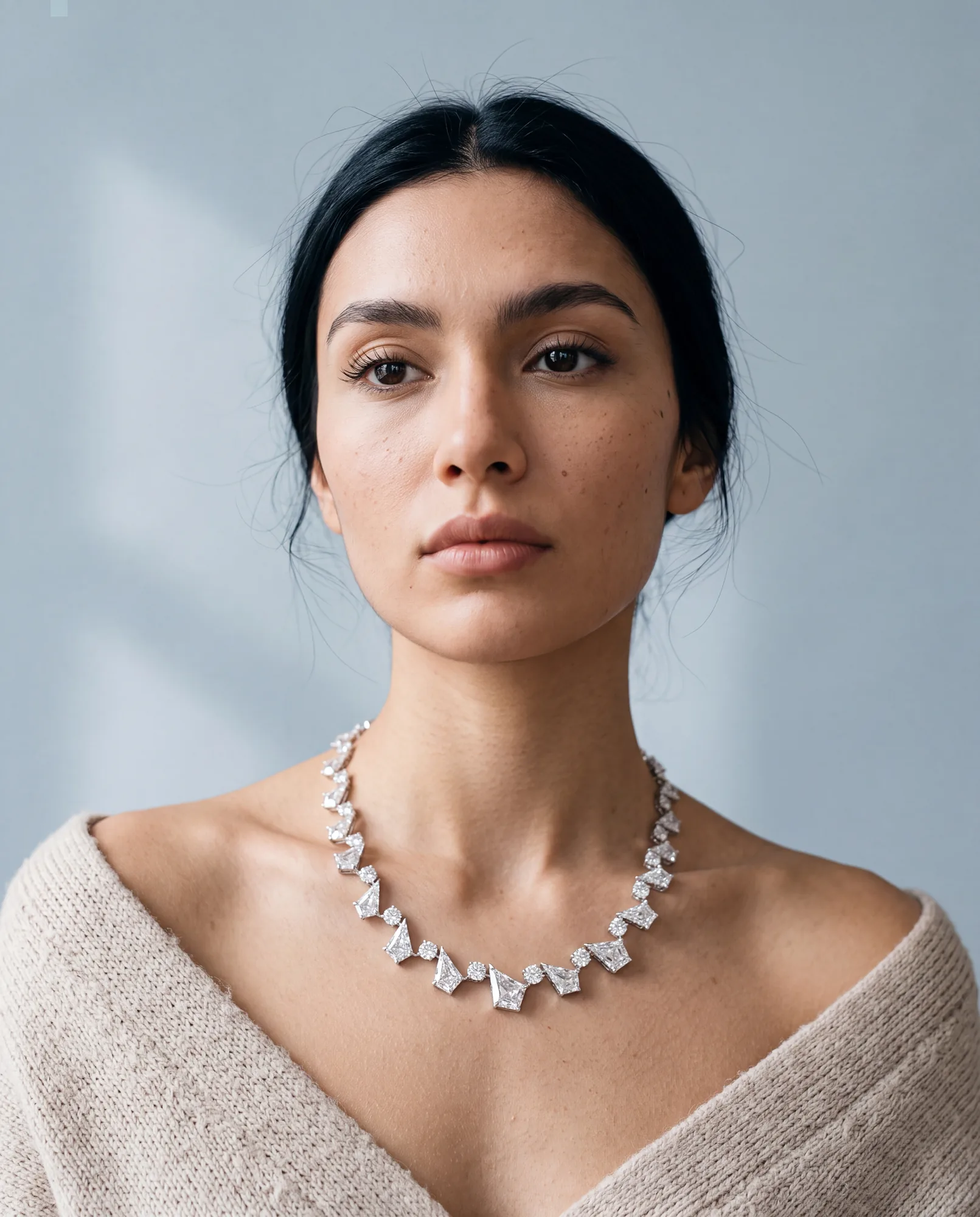 Seraphine, Graduated Lab-Grown Diamond Riviera in White Gold, worn
