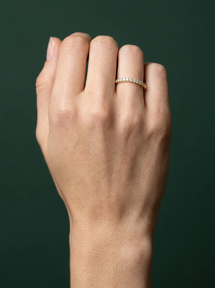 Always, Lab-Grown Diamond Band in Yellow Gold, round, worn