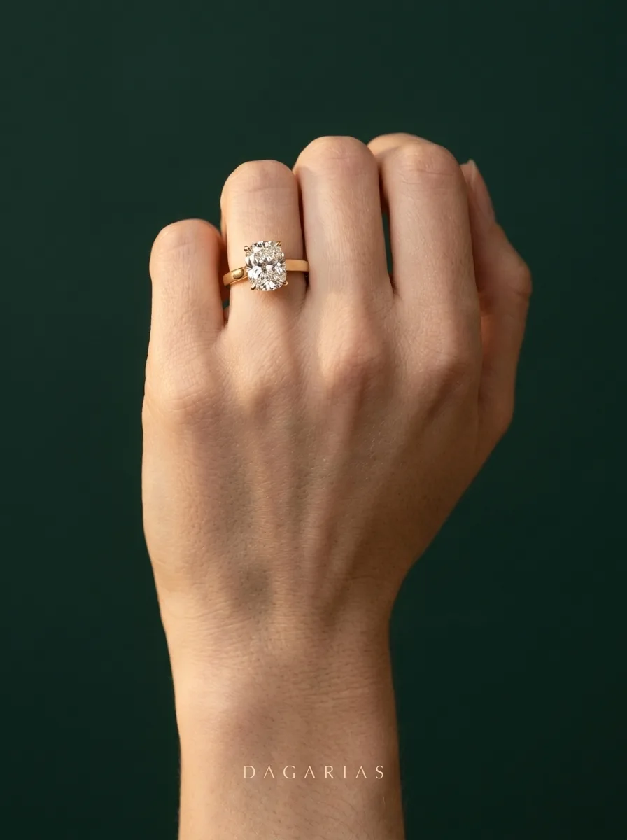 Softly, Cushion Solitaire in Yellow Gold, cushion, worn