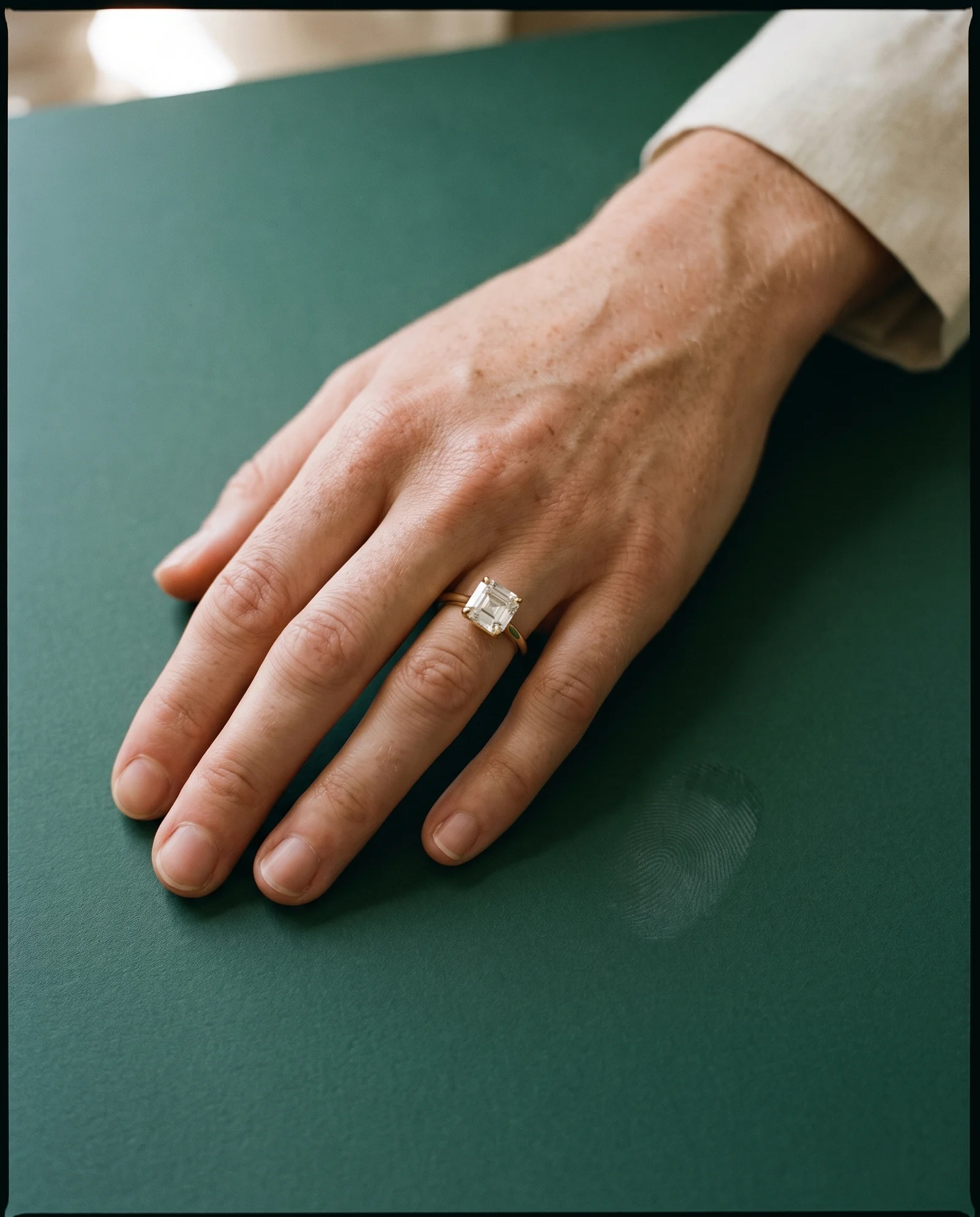 Rook, Four Prong Asscher Solitaire in Yellow Gold, asscher, worn