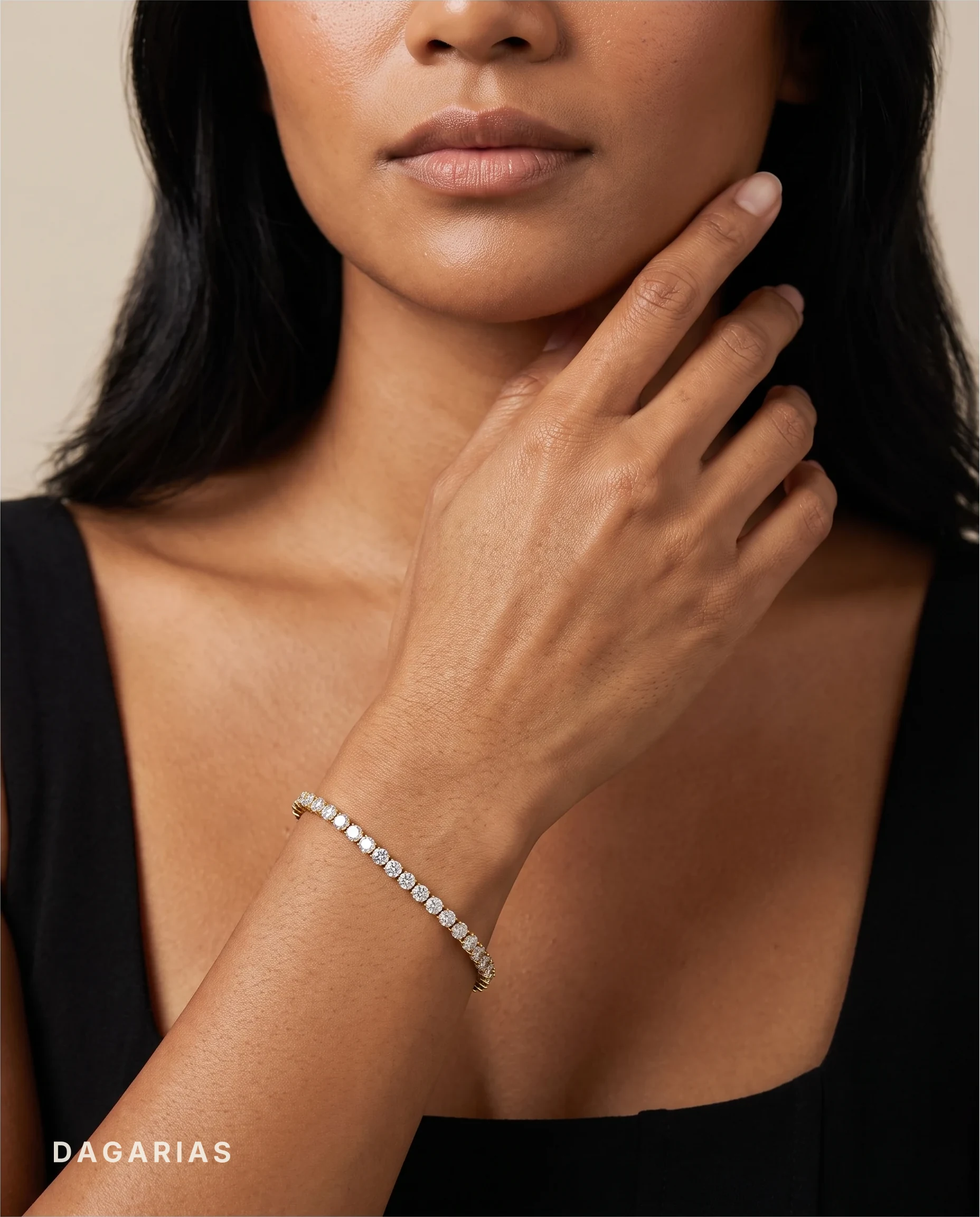 Seraphina, Round Tennis Bracelet in Yellow Gold, round, worn