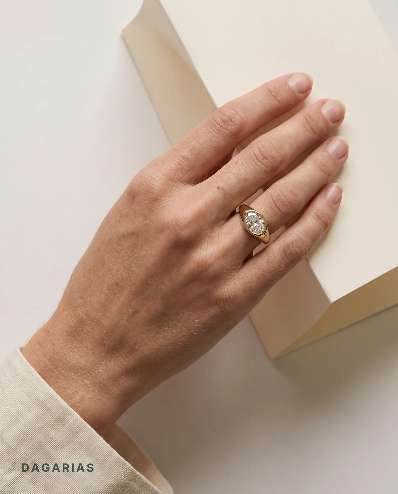 Seal, Bezel Signet Ring in Yellow Gold, oval, worn