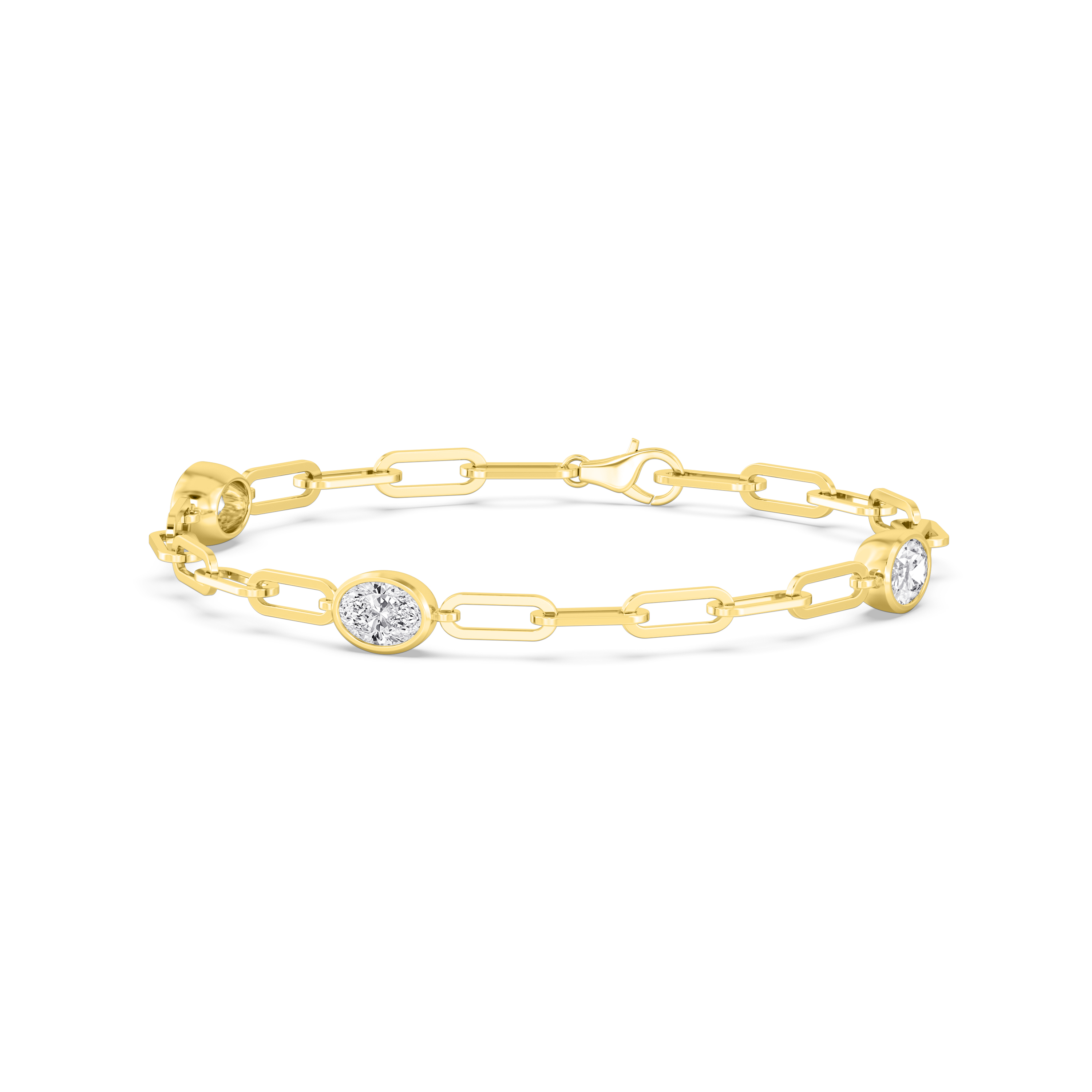 Letter Oval, Oval Paperclip Bracelet in Yellow Gold, oval, studio photo, alternate view
