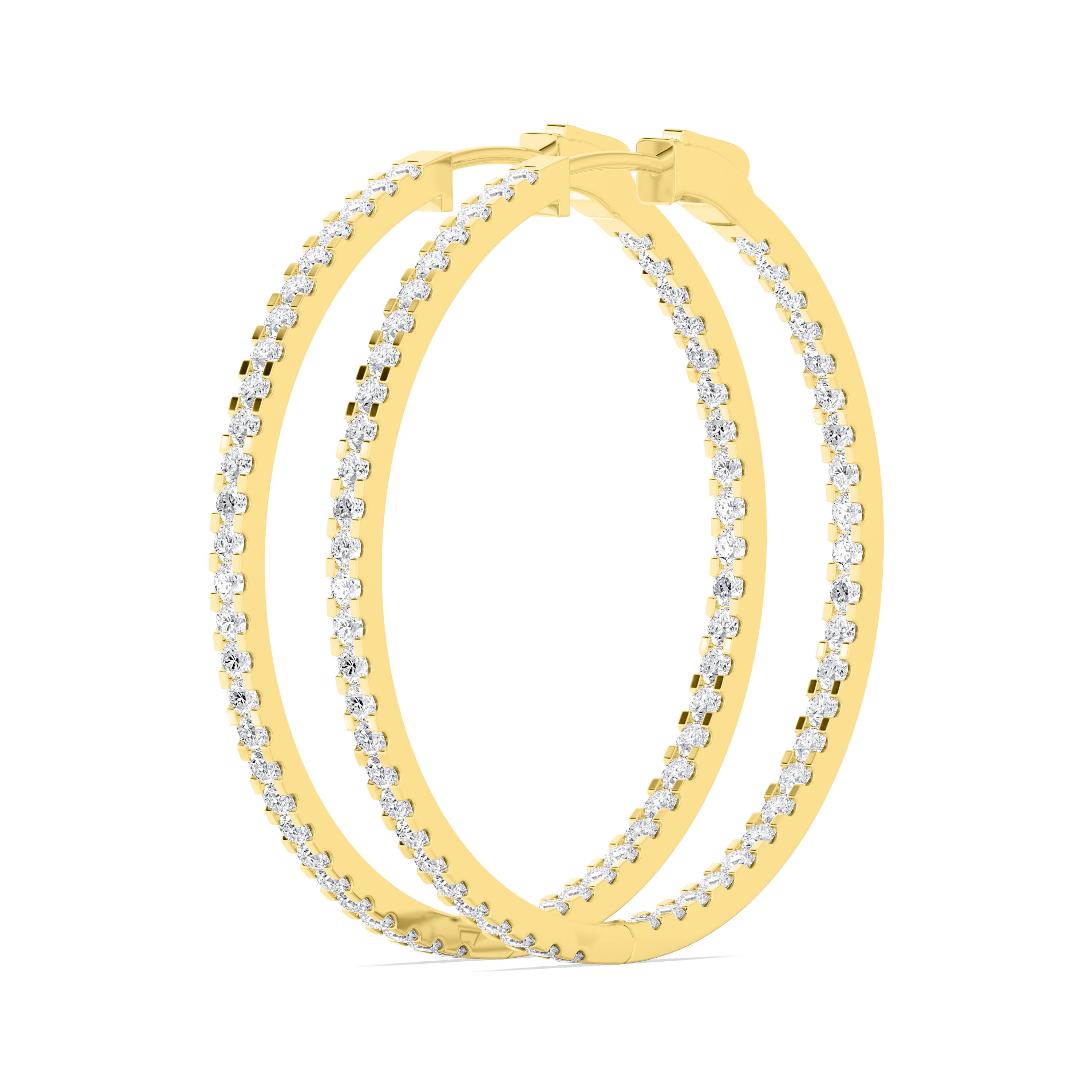 Feather, Lightweight Hoops in Yellow Gold, round, plain background, alternate view