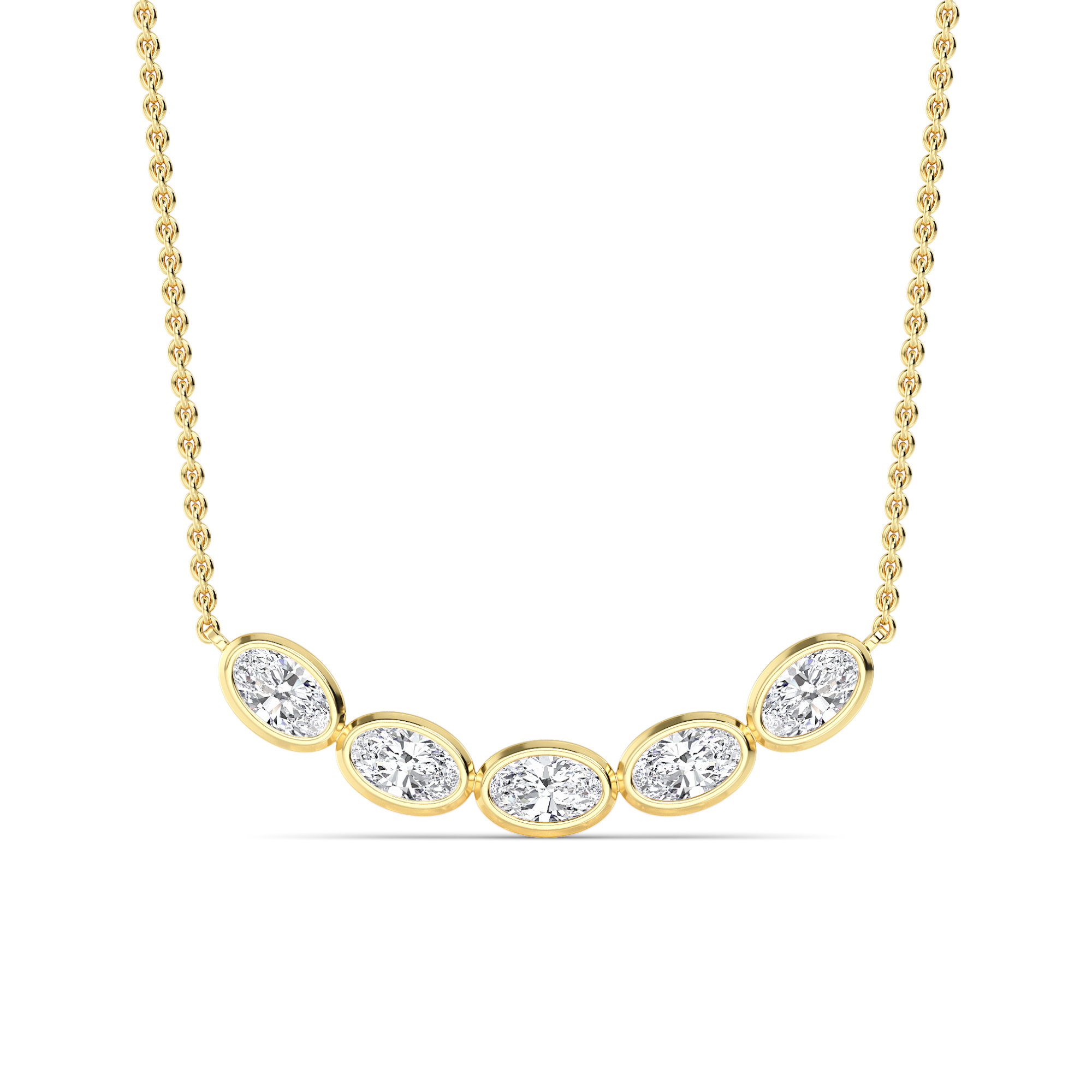 Arc, Curved Bar Pendant in Yellow Gold, oval, plain background
