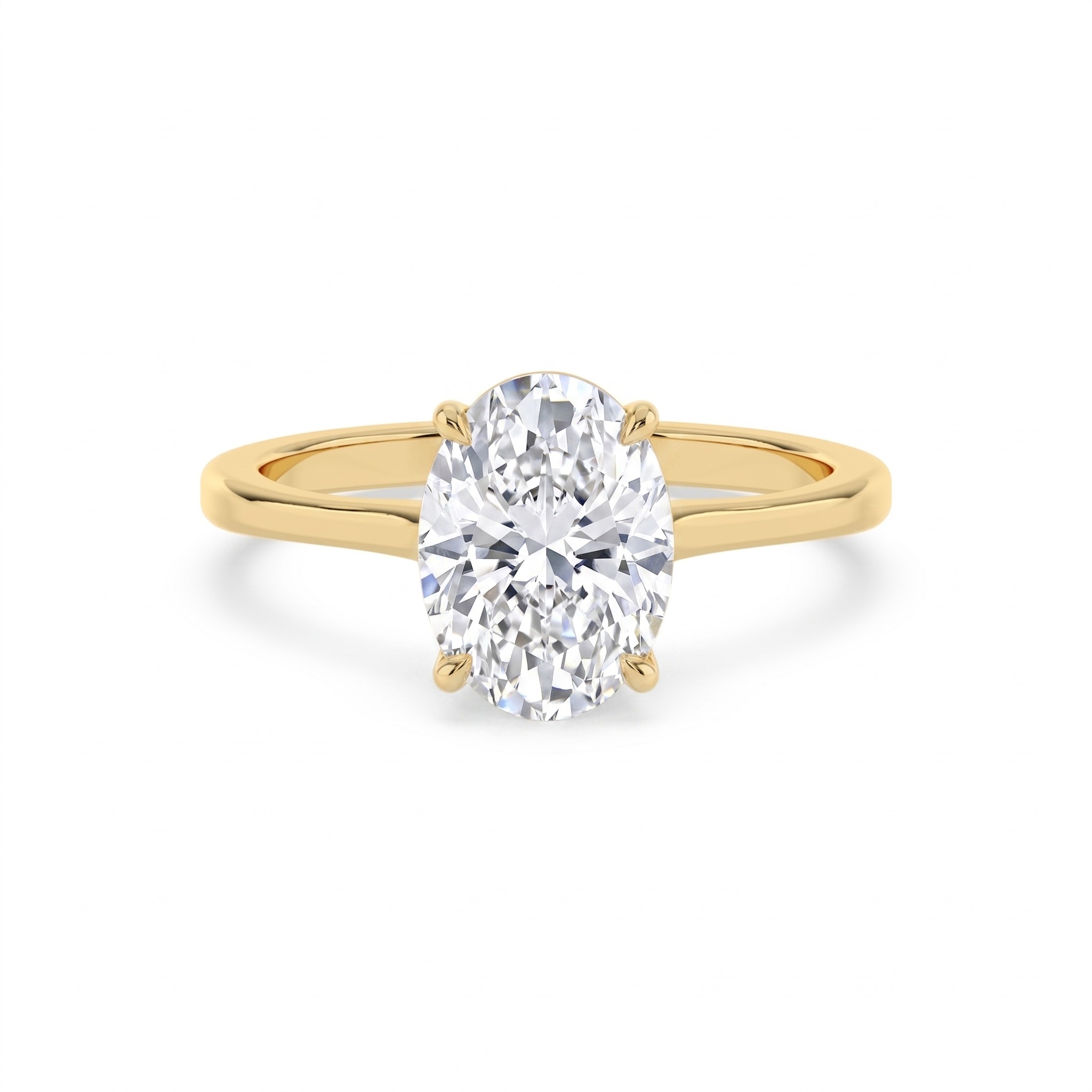 Fennel, Four Prong Oval Solitaire in Yellow Gold, oval