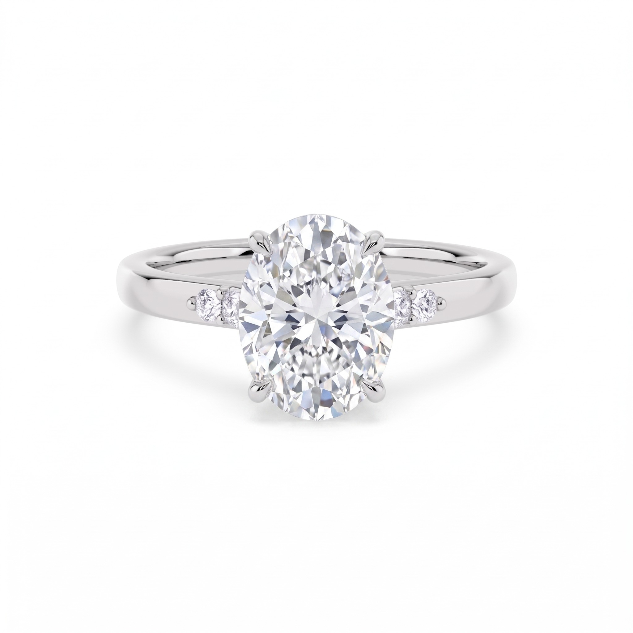 Marsh Oval, Four Prong Oval Solitaire in White Gold, oval
