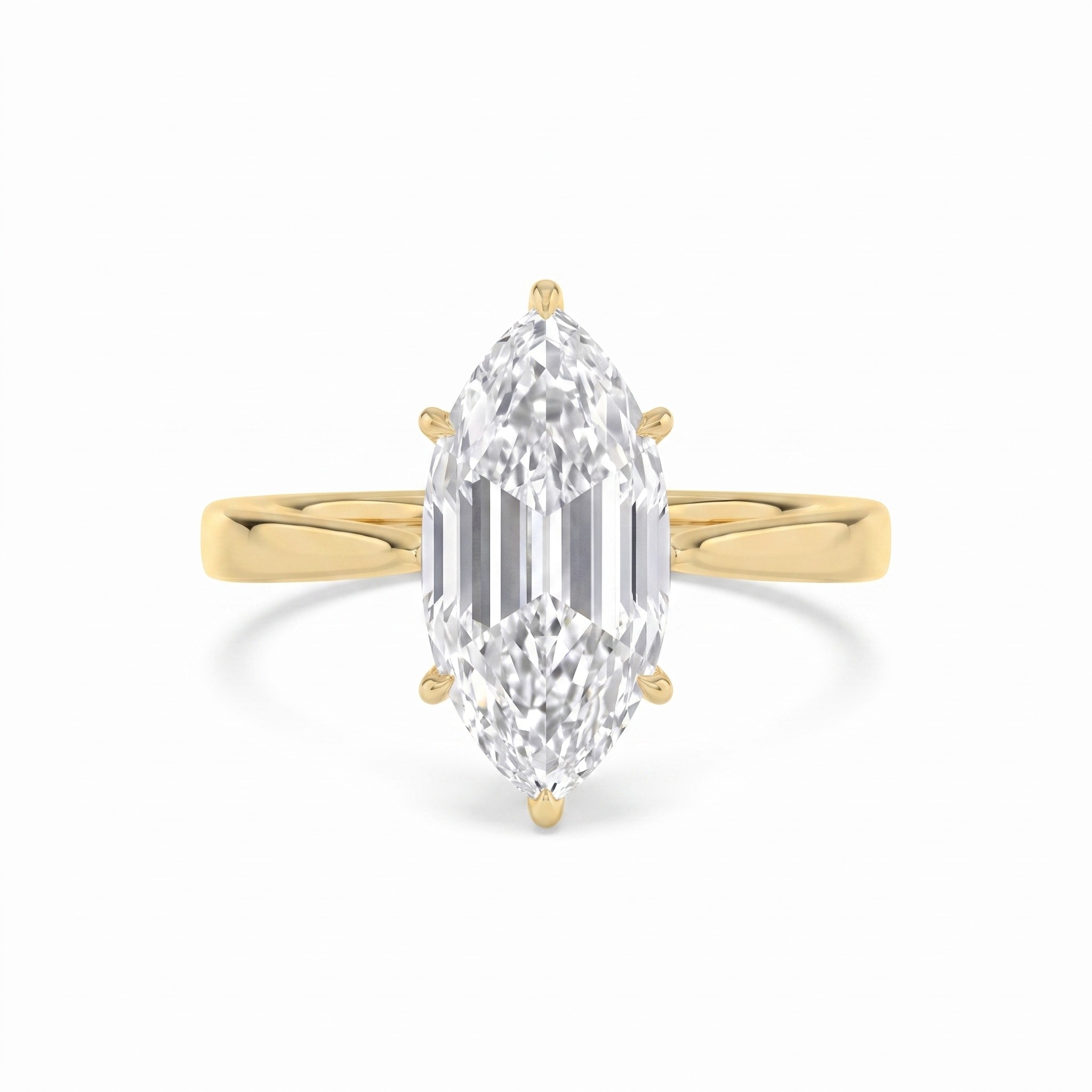 Nook Marquise, Three Prong Step-cut Marquise Solitaire in Yellow Gold, marquise