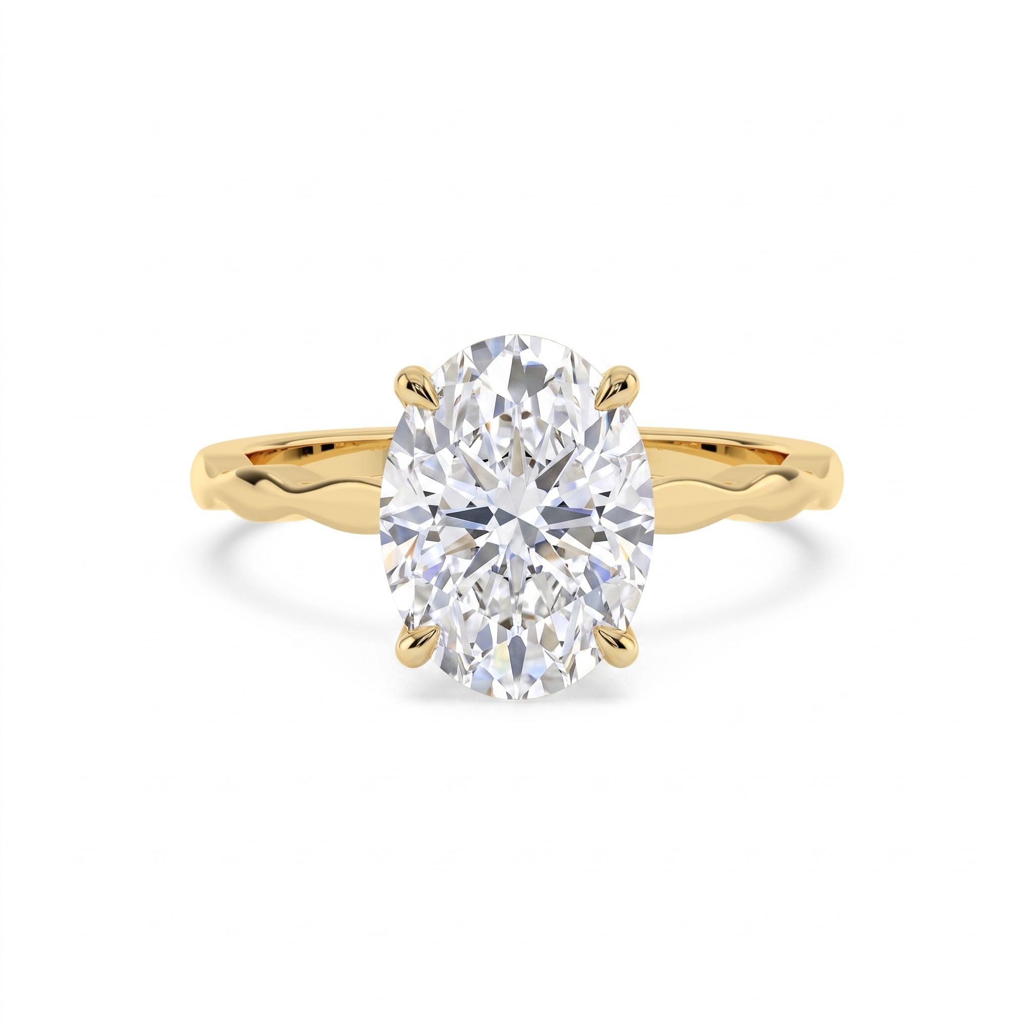 Pine, Four Prong Oval Solitaire in Yellow Gold, oval