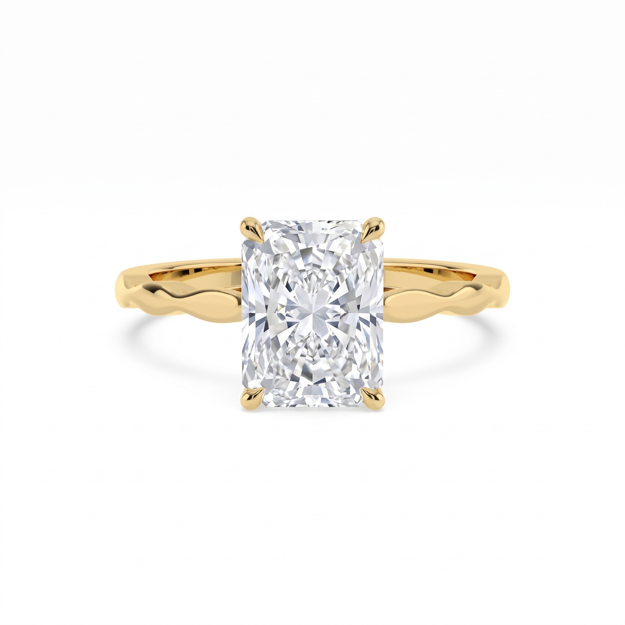 Plover, Four Prong Radiant Solitaire in Yellow Gold, radiant