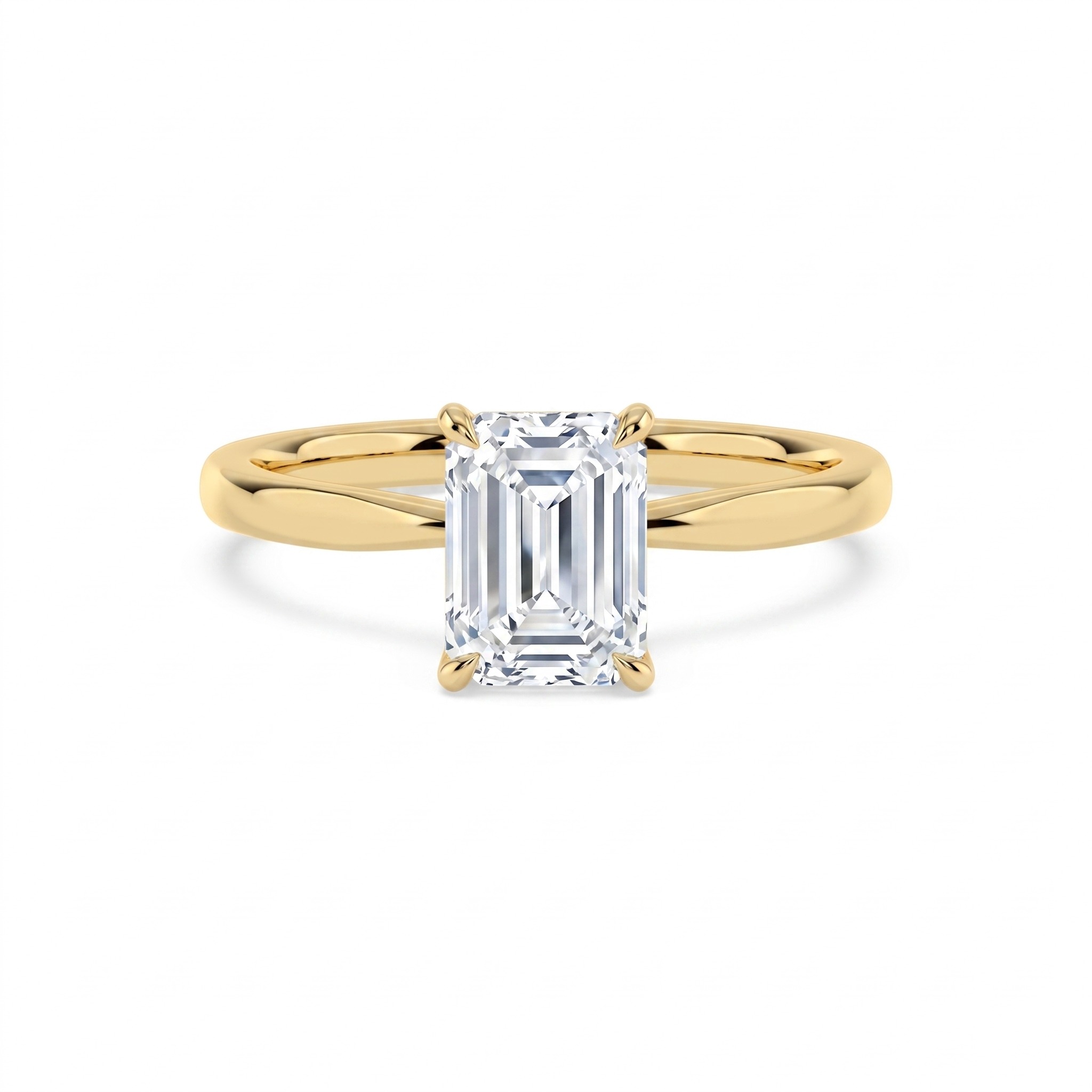Sedge, Four Prong Emerald Solitaire in Yellow Gold, emerald