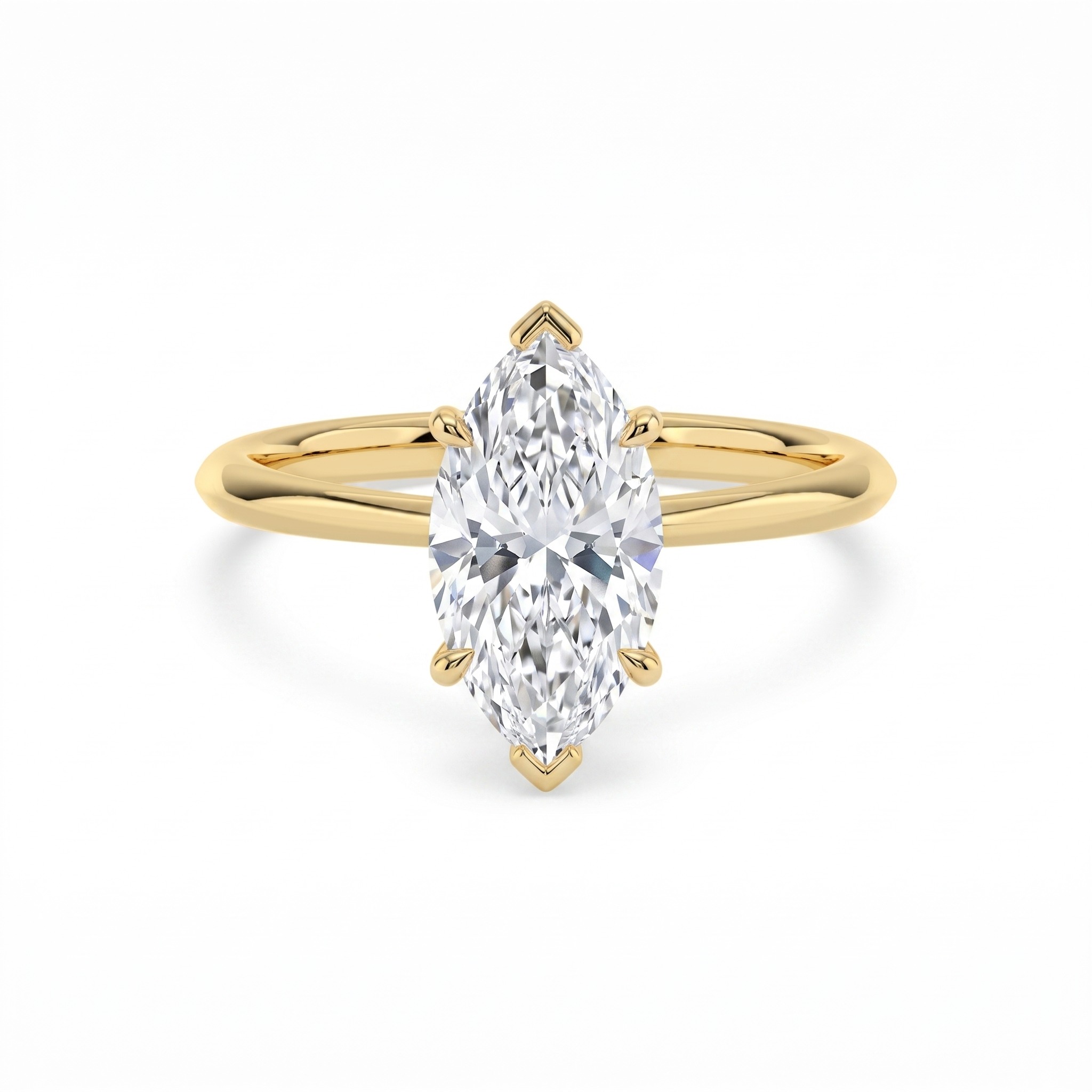 Spindle, Six Prong Marquise Solitaire in Yellow Gold, marquise