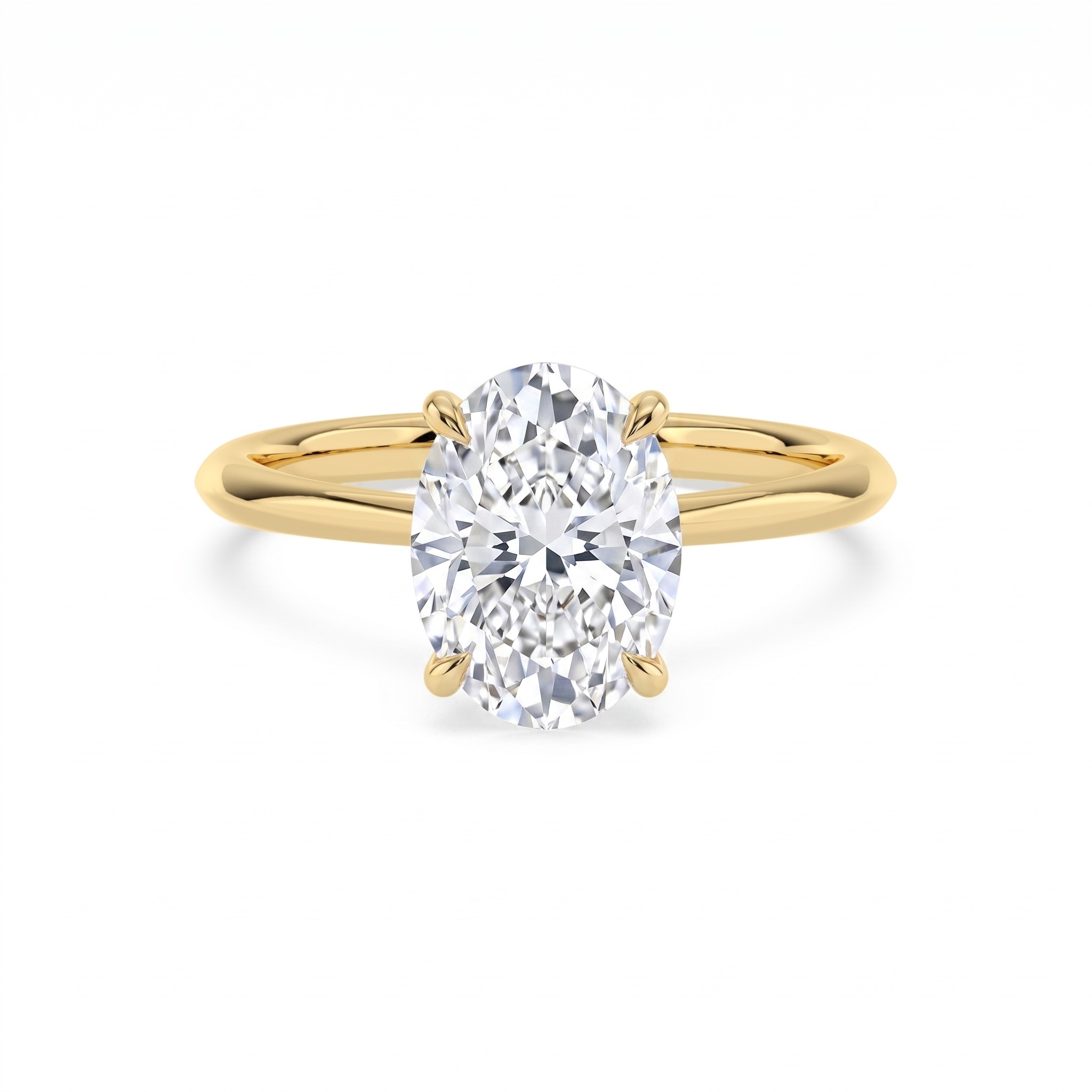 Sprig, Four Prong Oval Solitaire in Yellow Gold, oval