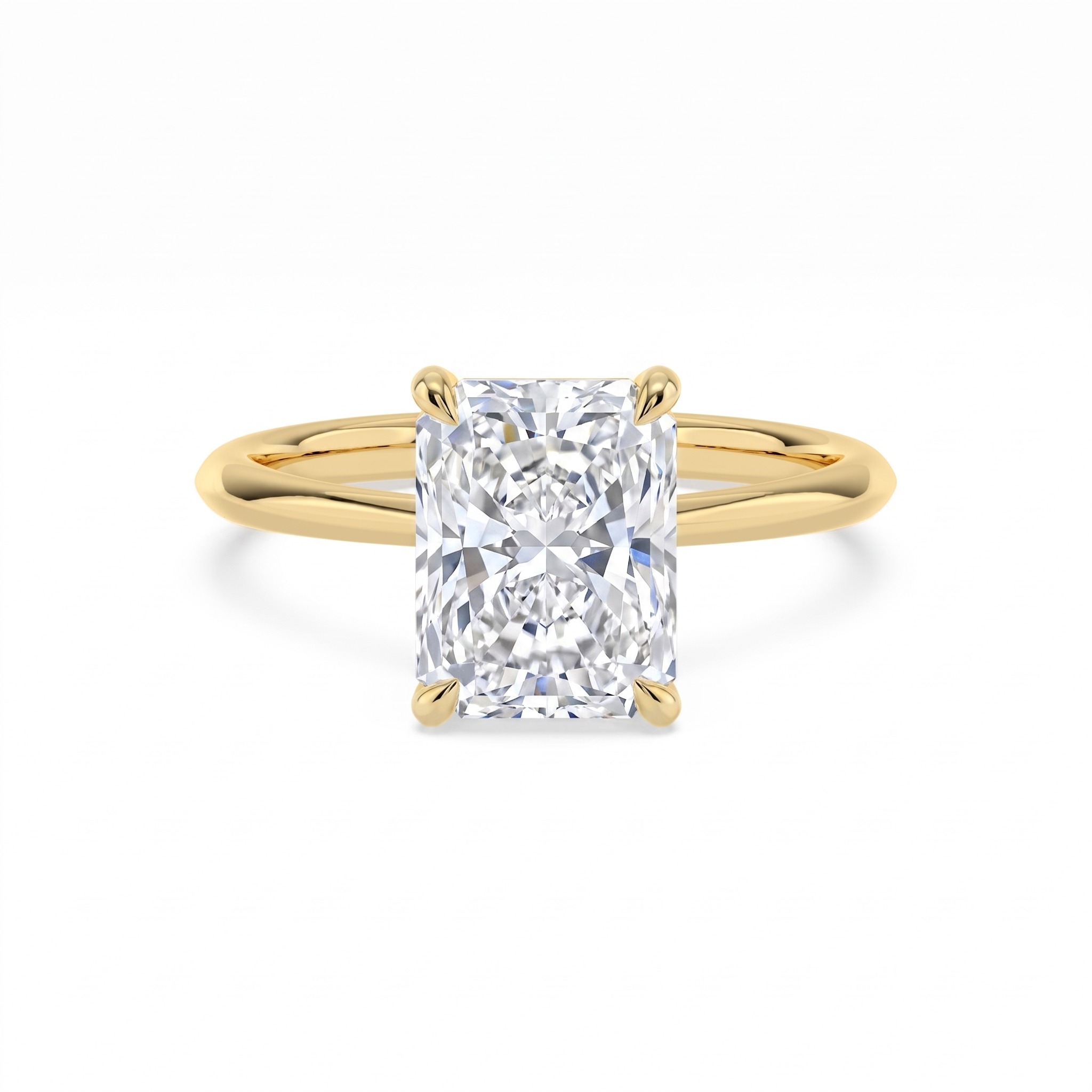 Strand, Four Prong Radiant Solitaire in Yellow Gold, radiant