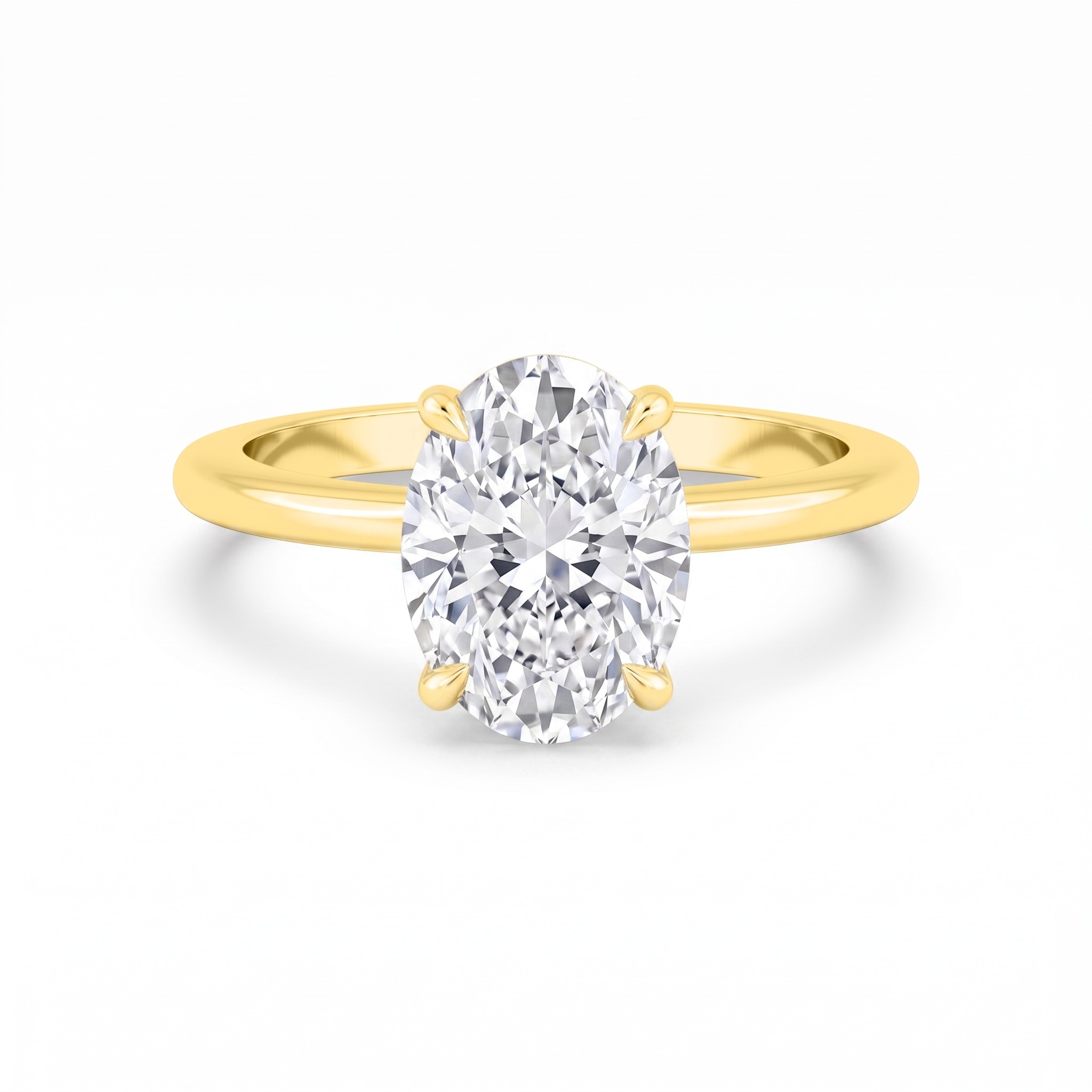 Wisp, Four Prong Oval Solitaire, Hidden Halo in Yellow Gold, oval