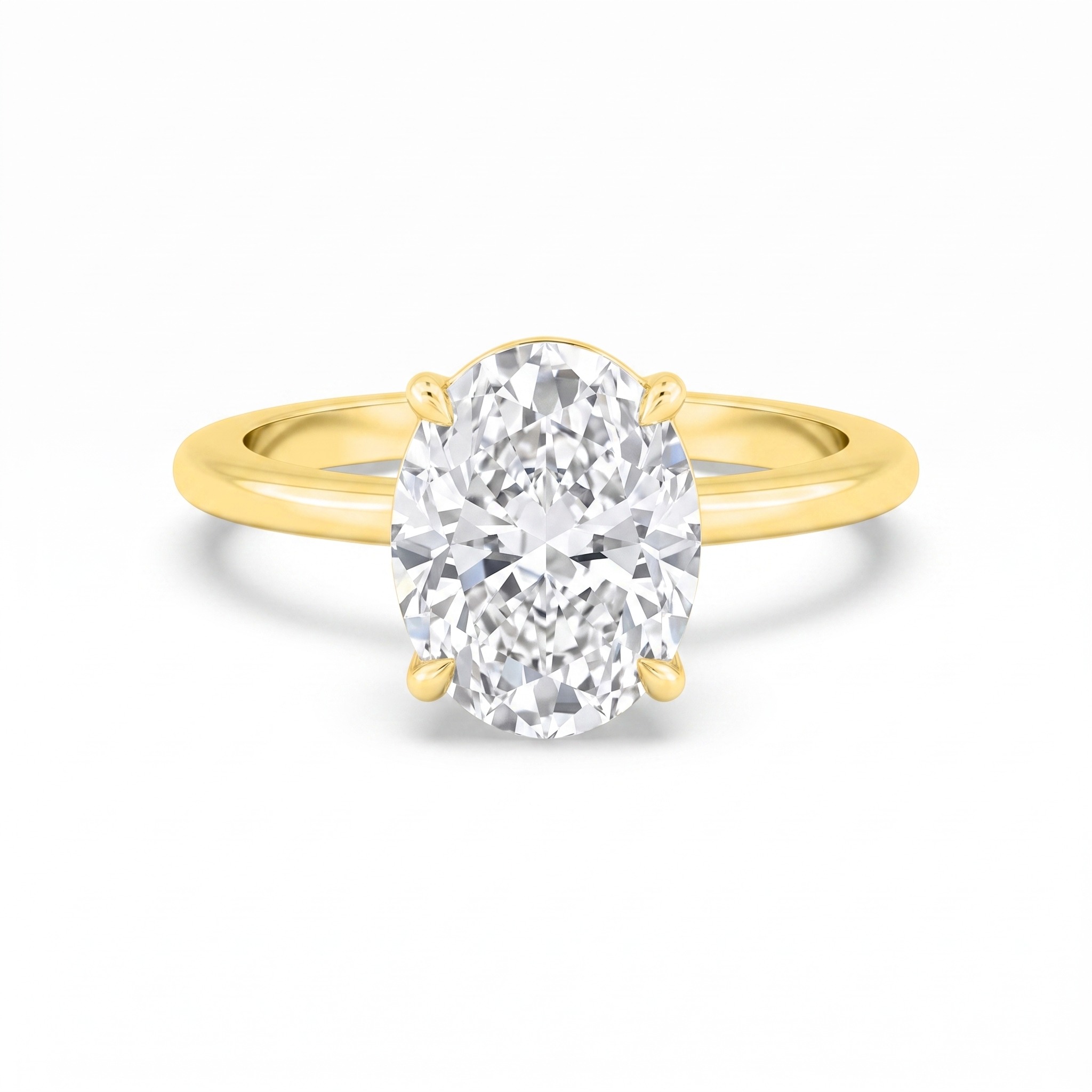 Dapple, Four Prong Oval East-West Solitaire, Hidden Halo in Yellow Gold, oval
