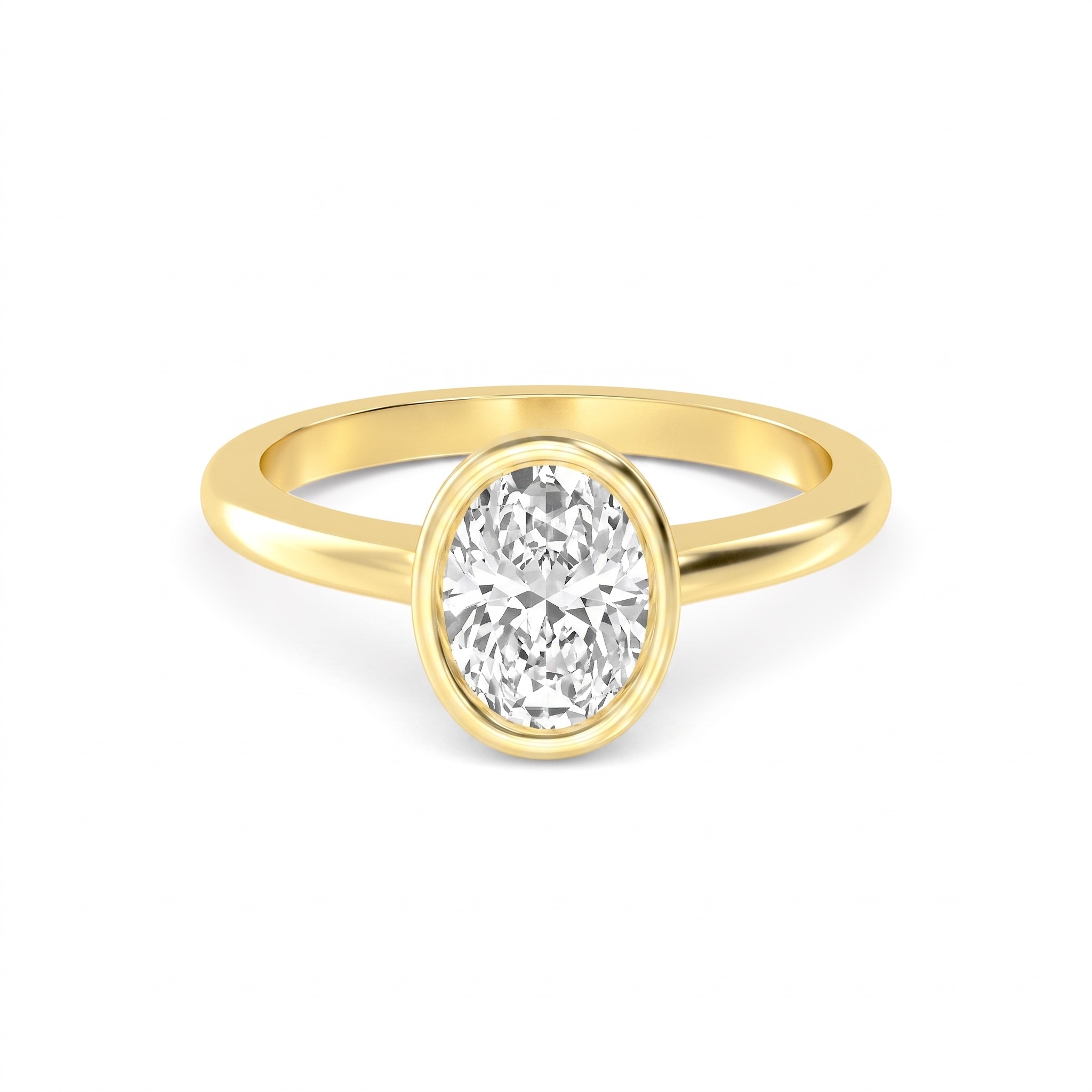 Ink Oval, Bezel Oval Solitaire in Yellow Gold, oval