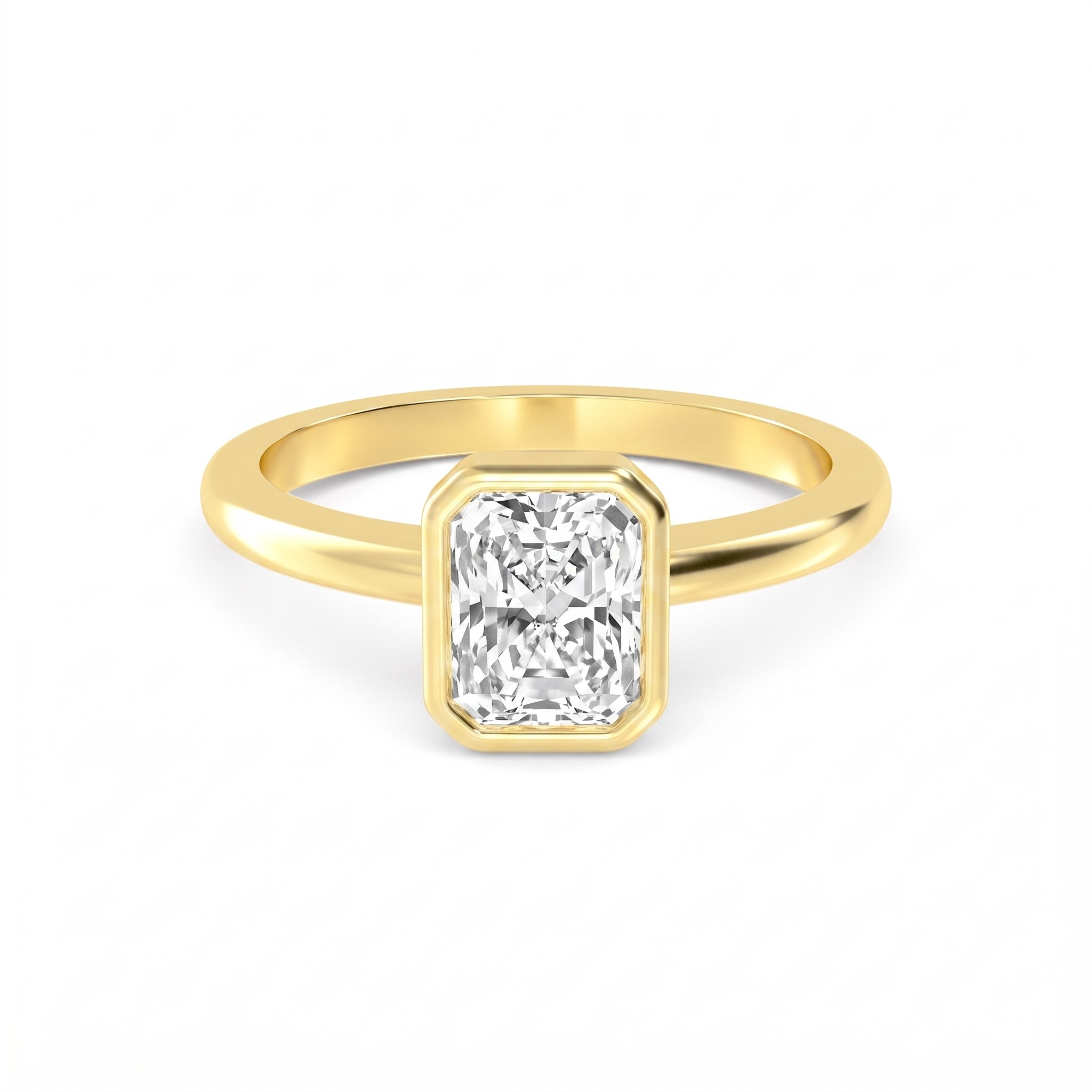 Heron, Bezel Radiant Solitaire in Yellow Gold, radiant
