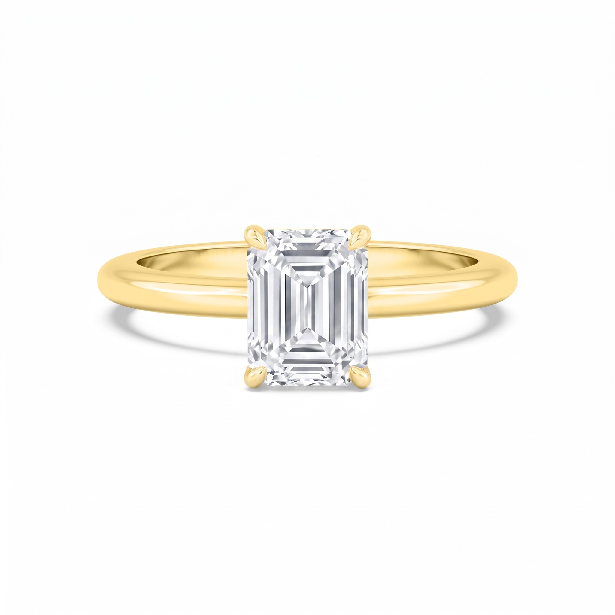 Mallow, Four Prong Emerald Solitaire in Yellow Gold, emerald