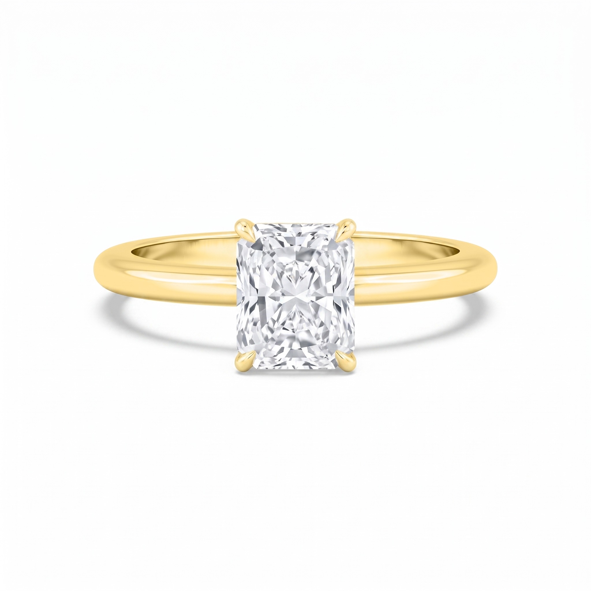 Oriel, Four Prong Radiant Solitaire in Yellow Gold, radiant