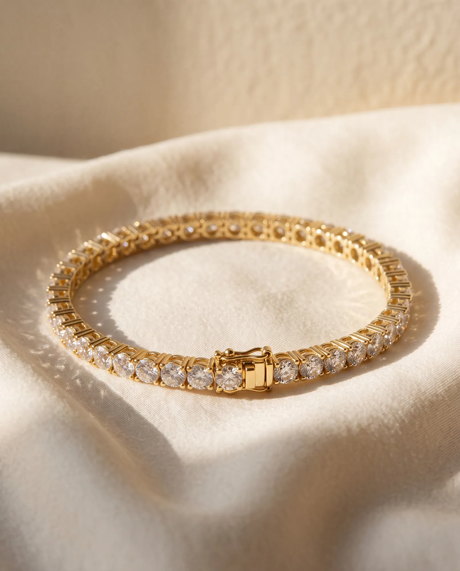 Thread, Tennis Bracelet in Yellow Gold, round