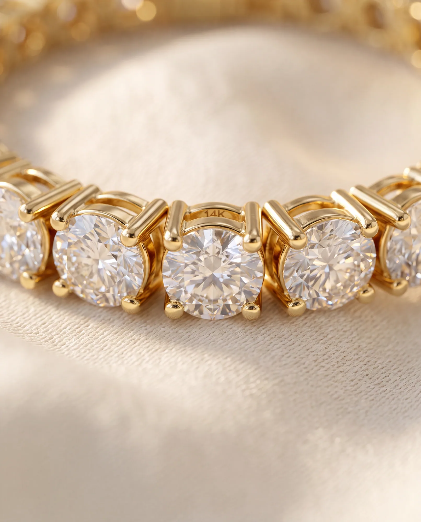 Thread, Tennis Bracelet in Yellow Gold, round, side profile