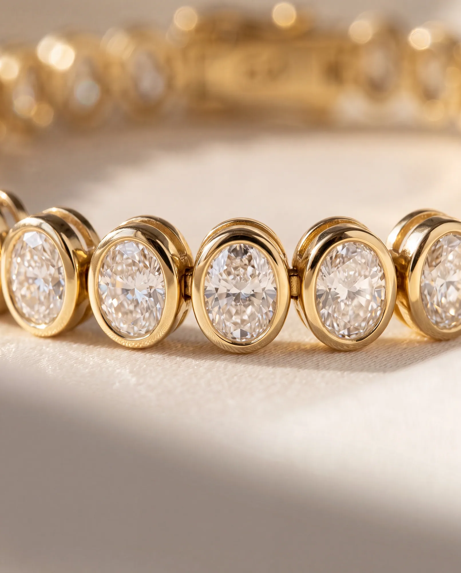 Ovation Oval, Oval North-South Bezel Bracelet in Yellow Gold, oval, side profile