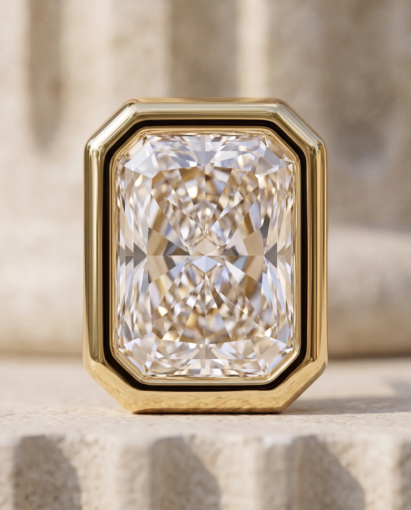 Moon Radiant, Radiant Bezel Studs in Yellow Gold, radiant, side profile